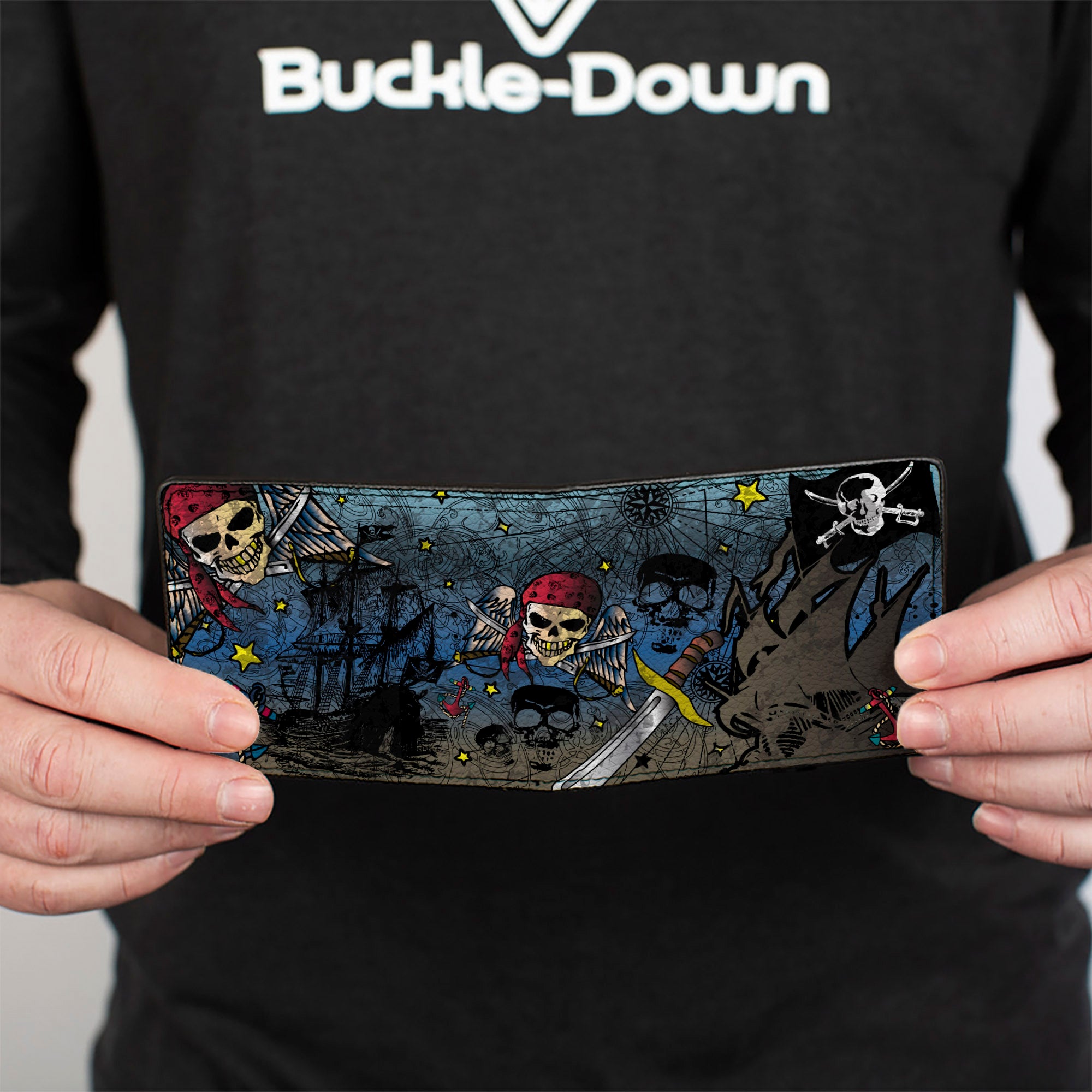 Bi-Fold Wallet - Dead Men Tell No Tales CLOSE-UP Turquoise