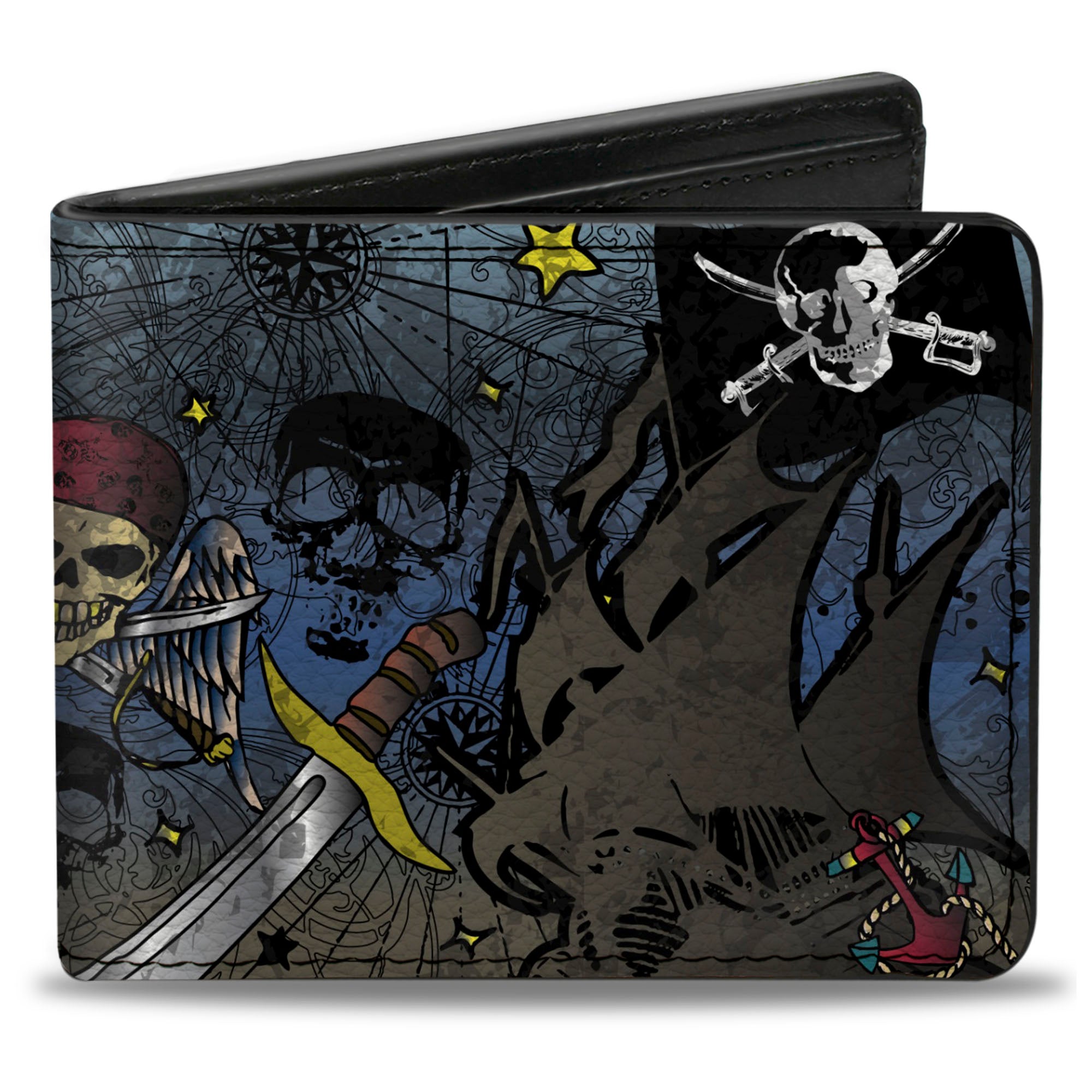 Bi-Fold Wallet - Dead Men Tell No Tales CLOSE-UP Turquoise