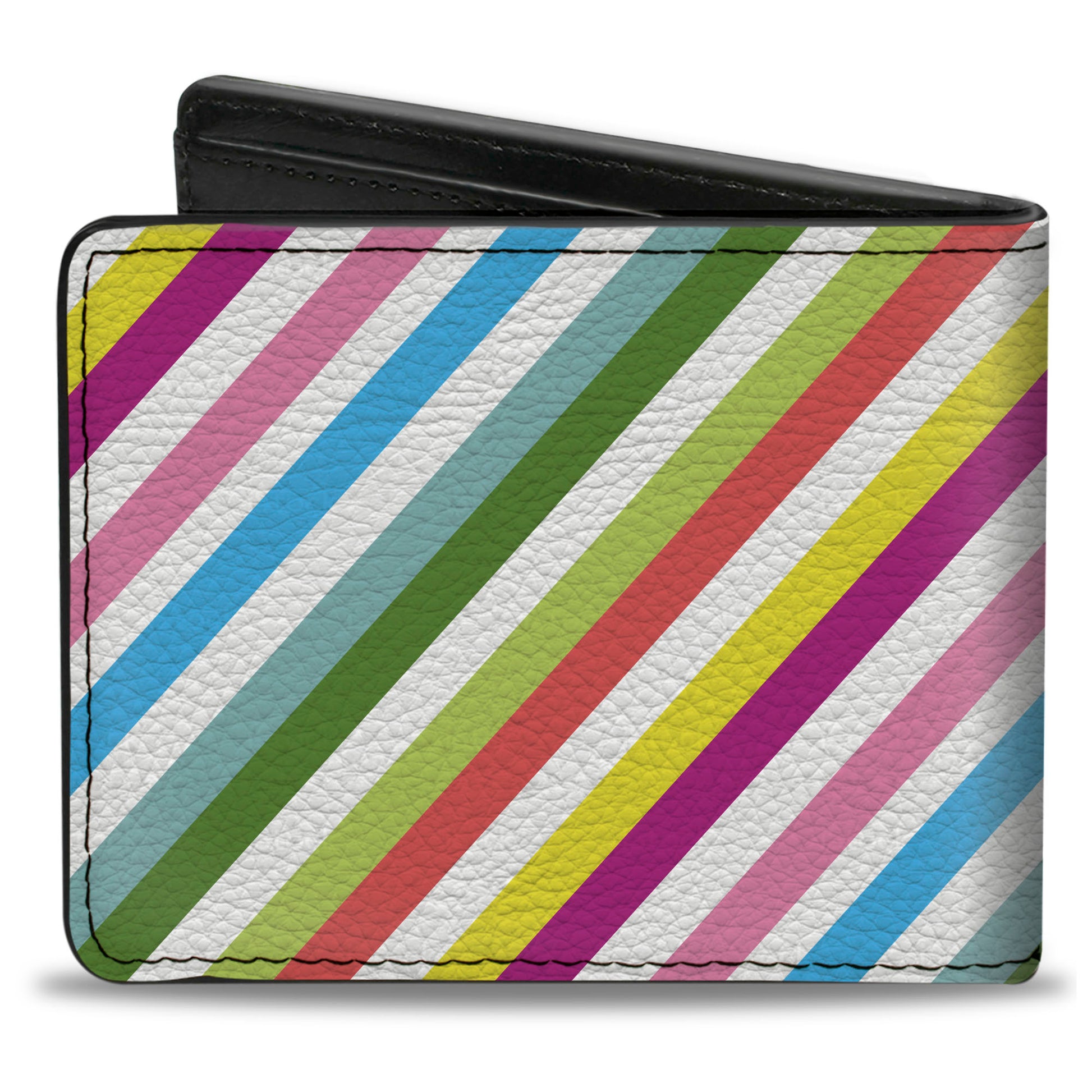 Bi-Fold Wallet - Diagonal Stripes White Multi Color Bi-Fold Wallets Buckle-Down