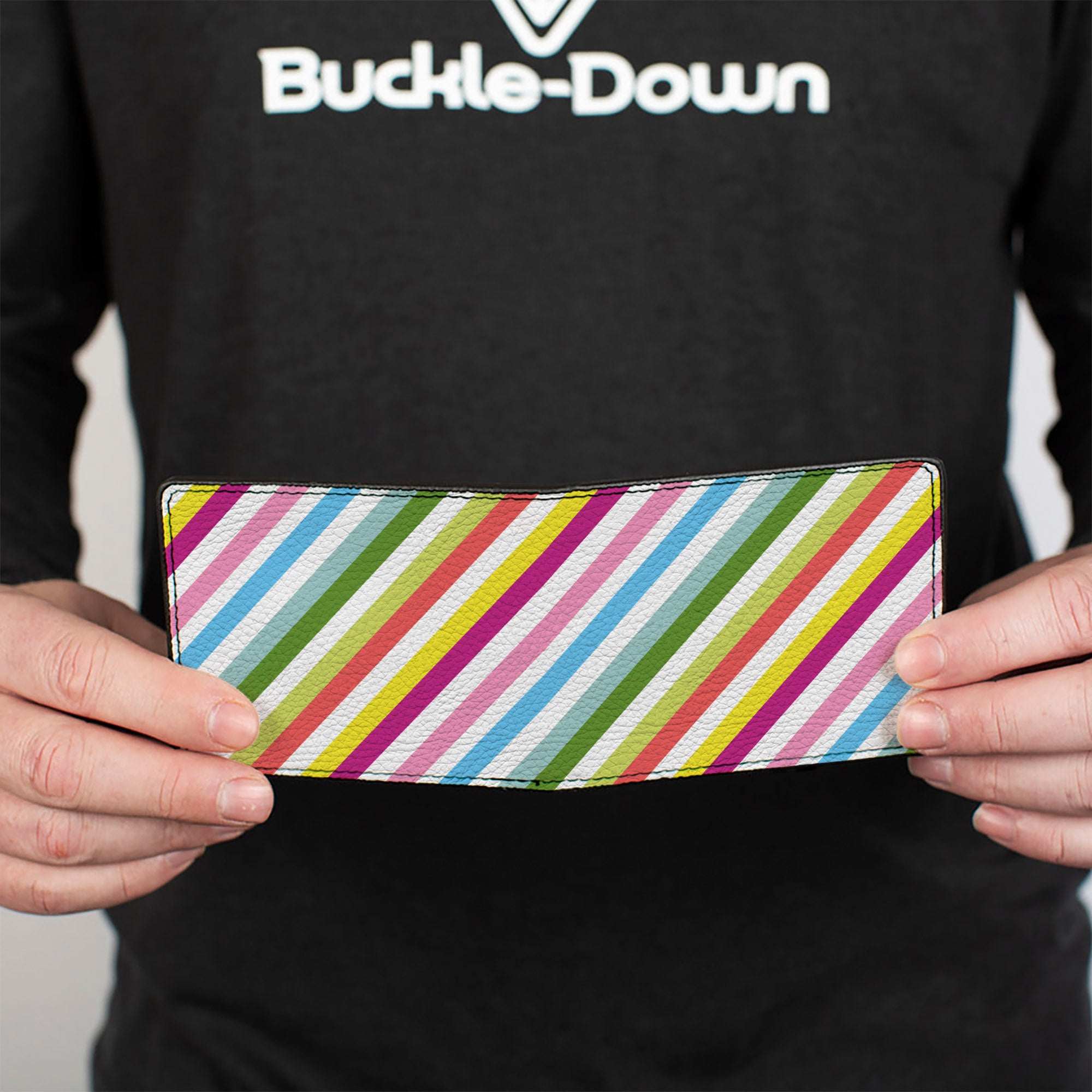 Bi-Fold Wallet - Diagonal Stripes White Multi Color Bi-Fold Wallets Buckle-Down