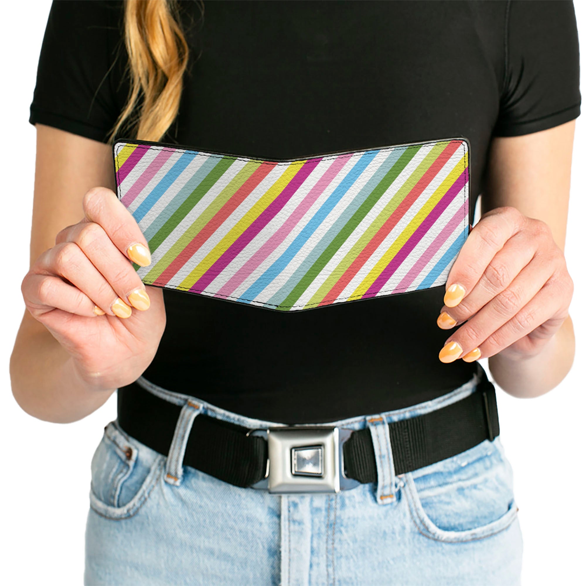 Bi-Fold Wallet - Diagonal Stripes White Multi Color Bi-Fold Wallets Buckle-Down
