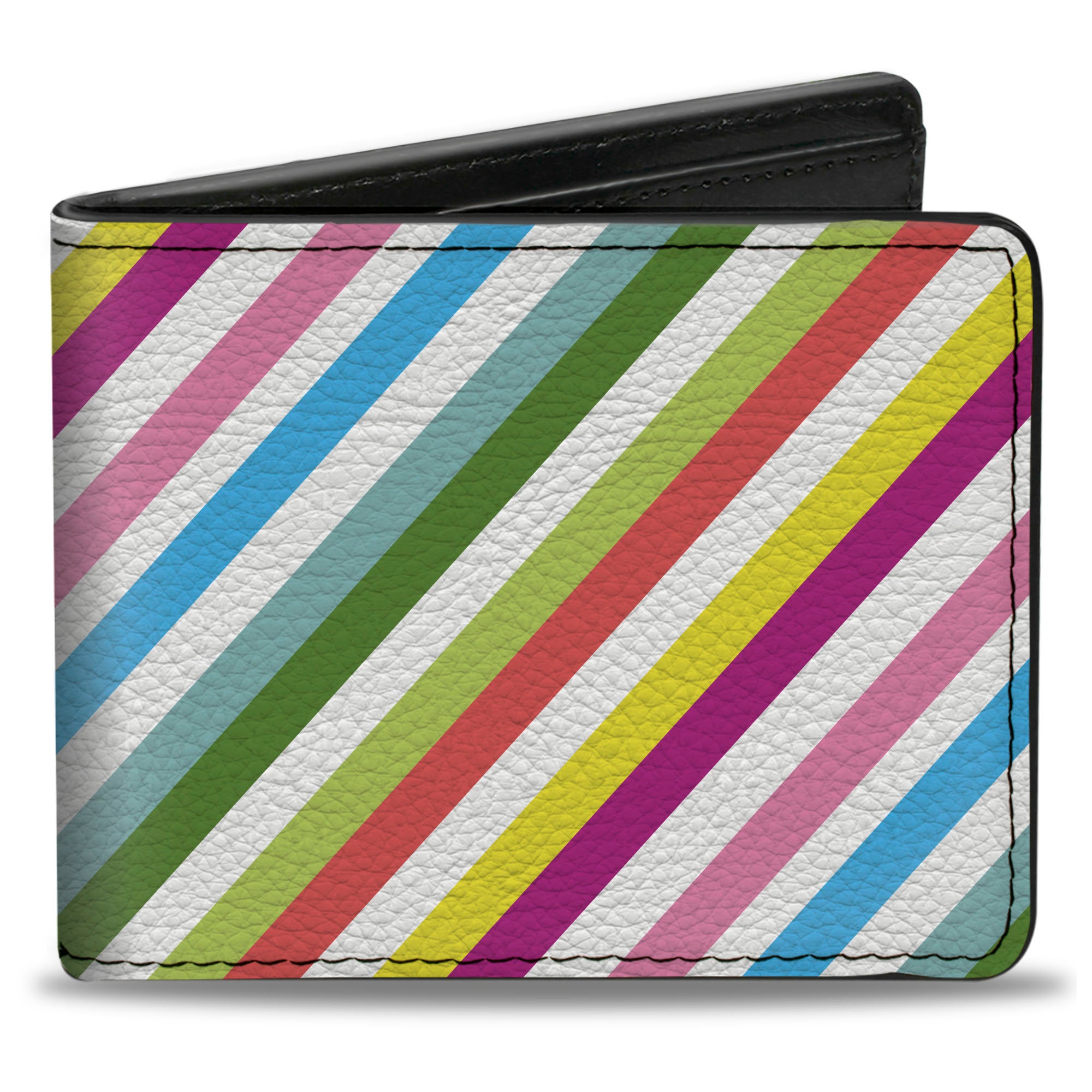Bi-Fold Wallet - Diagonal Stripes White Multi Color Bi-Fold Wallets Buckle-Down