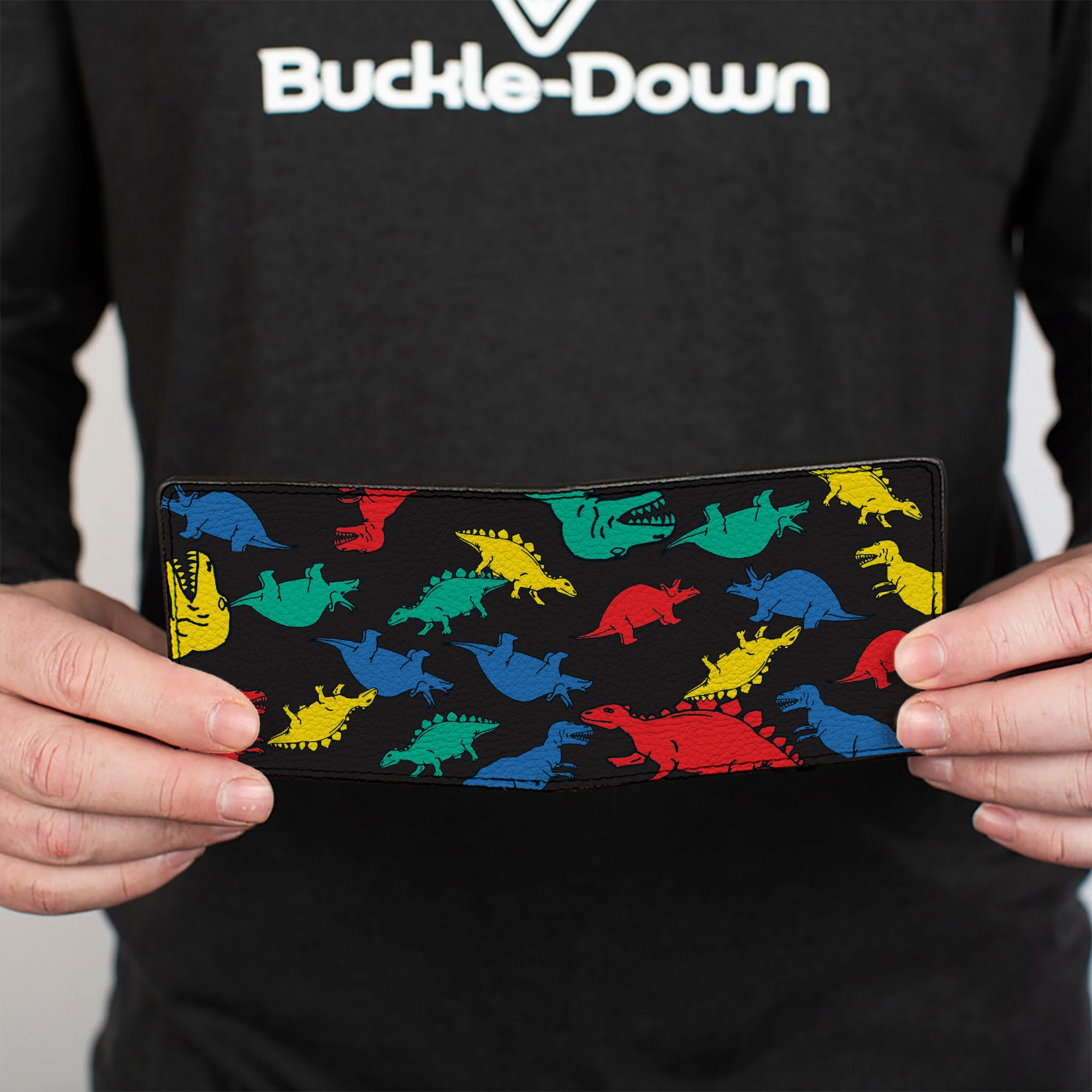 Bi-Fold Wallet - Dinosaurs Black Multi Color Bi-Fold Wallets Buckle-Down
