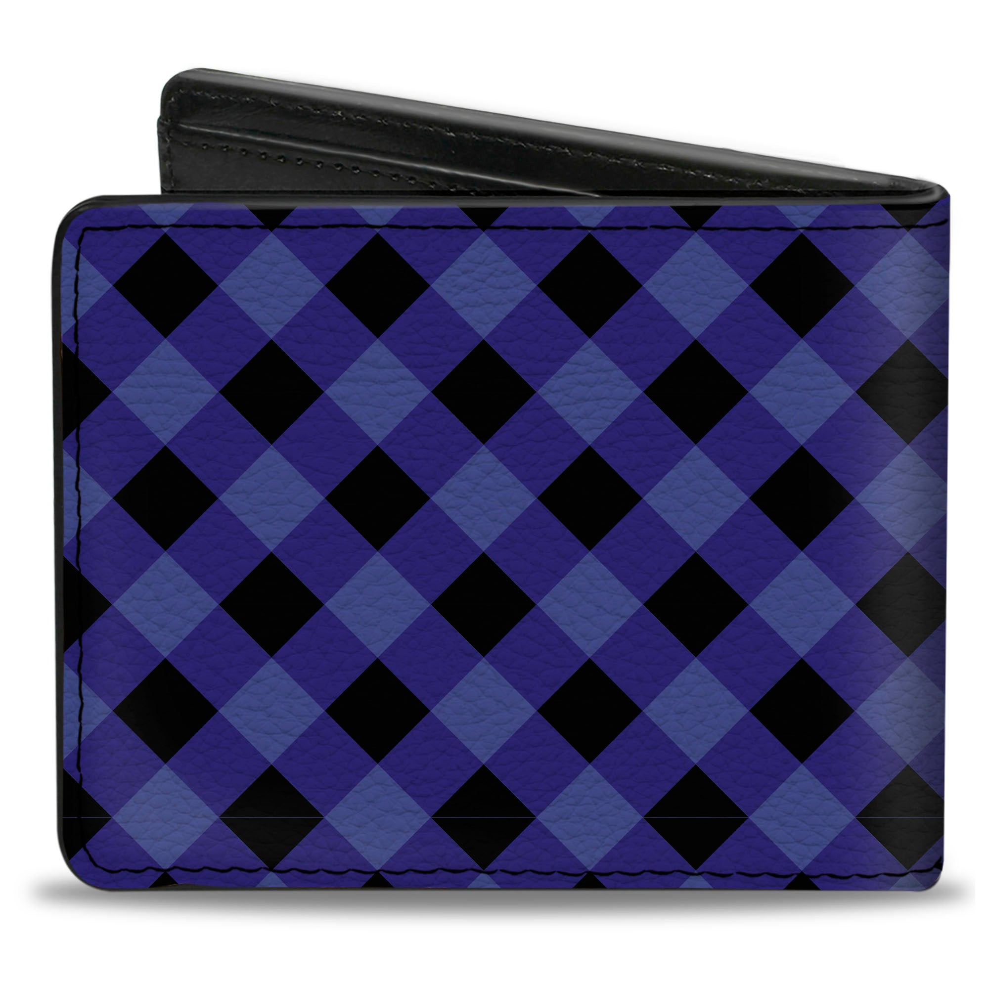 Bi-Fold Wallet - Diagonal Buffalo Plaid Black Blue Bi-Fold Wallets Buckle-Down