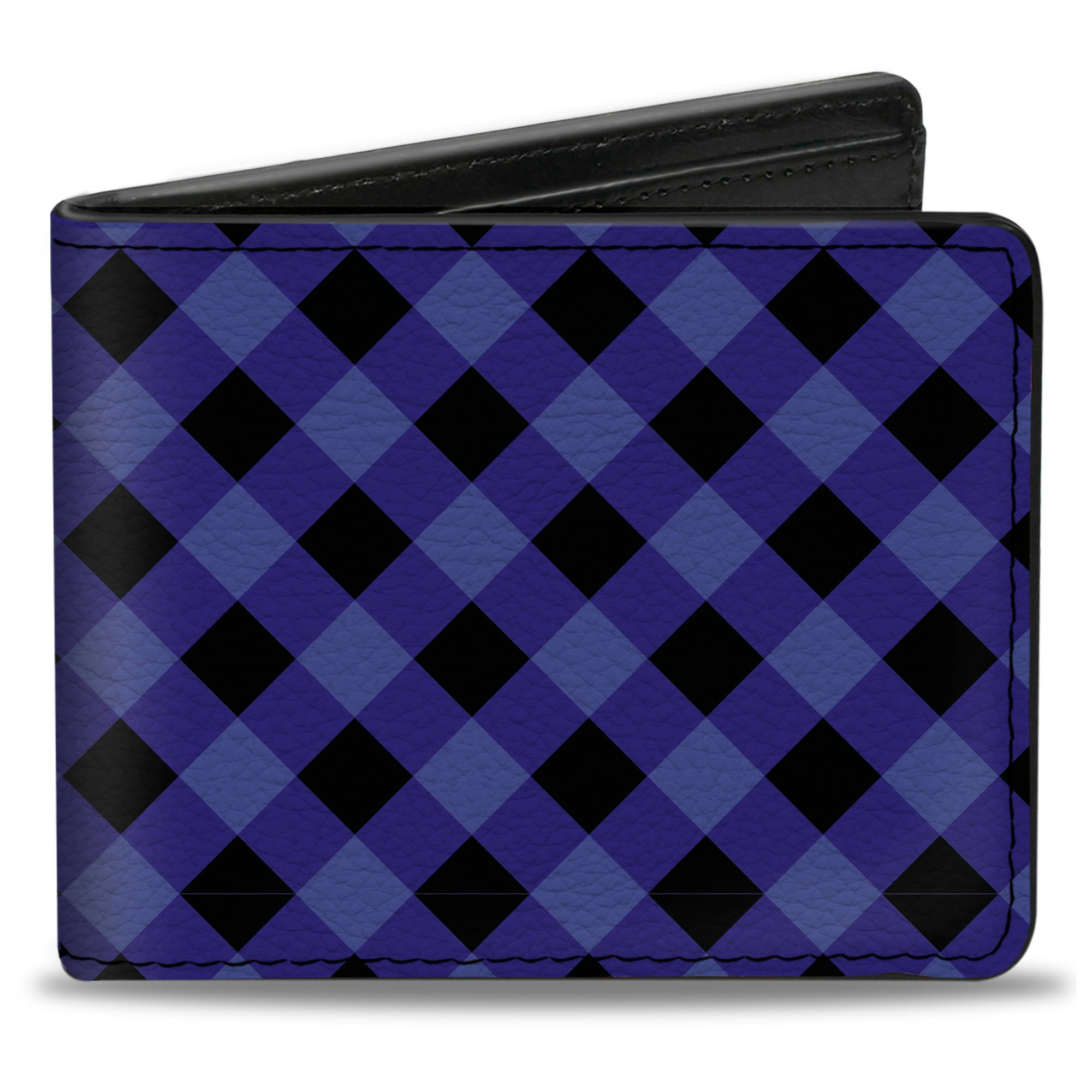 Bi-Fold Wallet - Diagonal Buffalo Plaid Black Blue Bi-Fold Wallets Buckle-Down