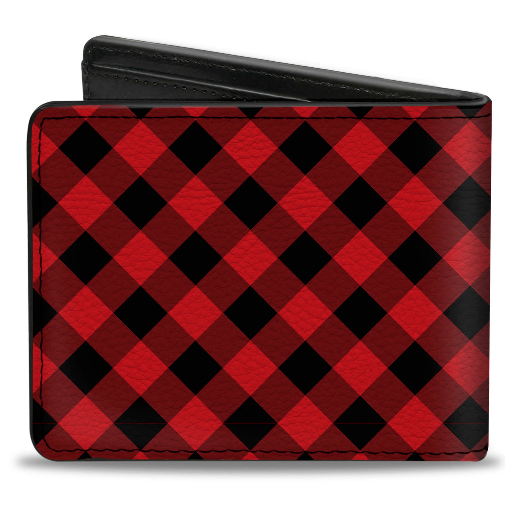 Bi-Fold Wallet - Diagonal Buffalo Plaid Black Red Bi-Fold Wallets Buckle-Down