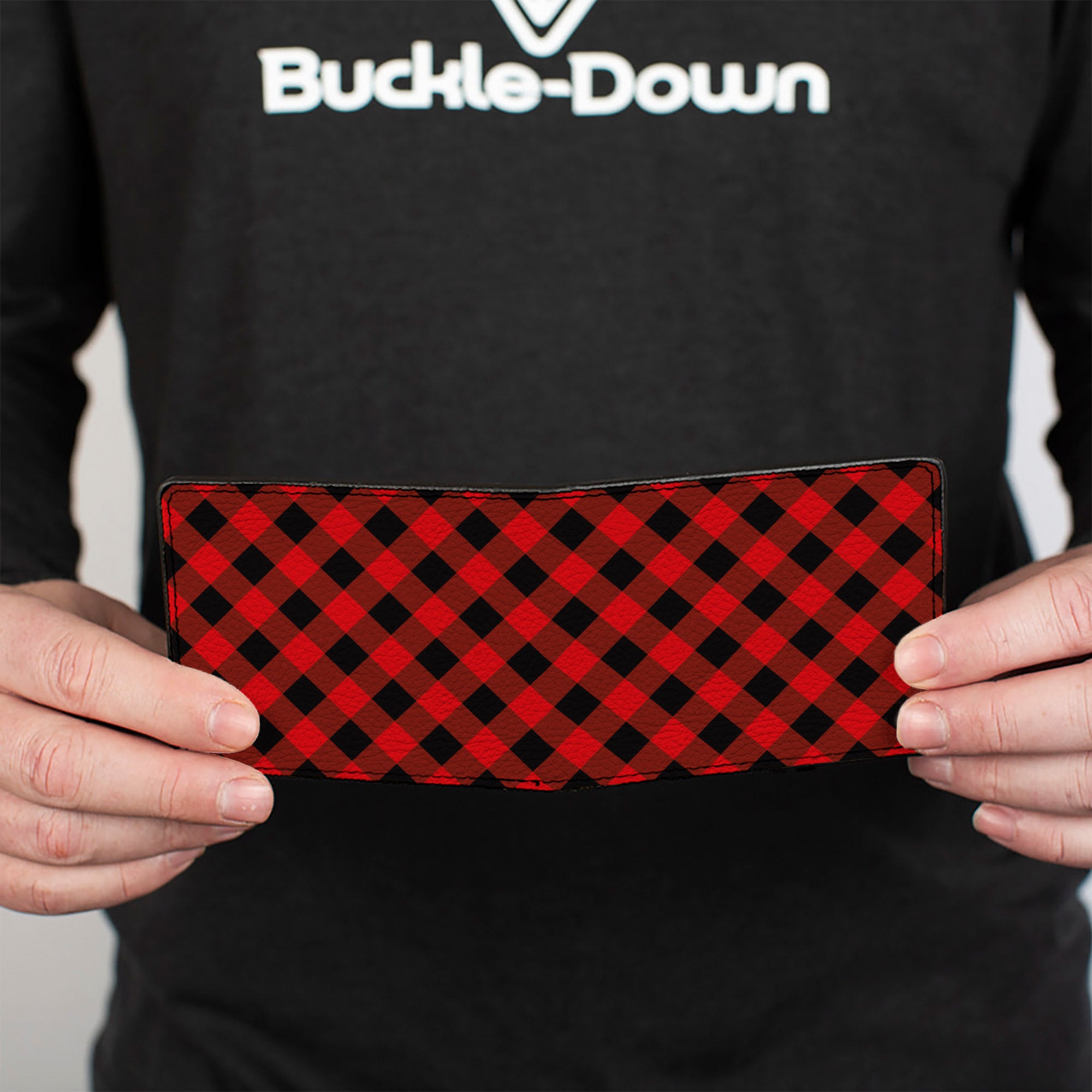 Bi-Fold Wallet - Diagonal Buffalo Plaid Black Red Bi-Fold Wallets Buckle-Down