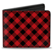 Bi-Fold Wallet - Diagonal Buffalo Plaid Black Red Bi-Fold Wallets Buckle-Down