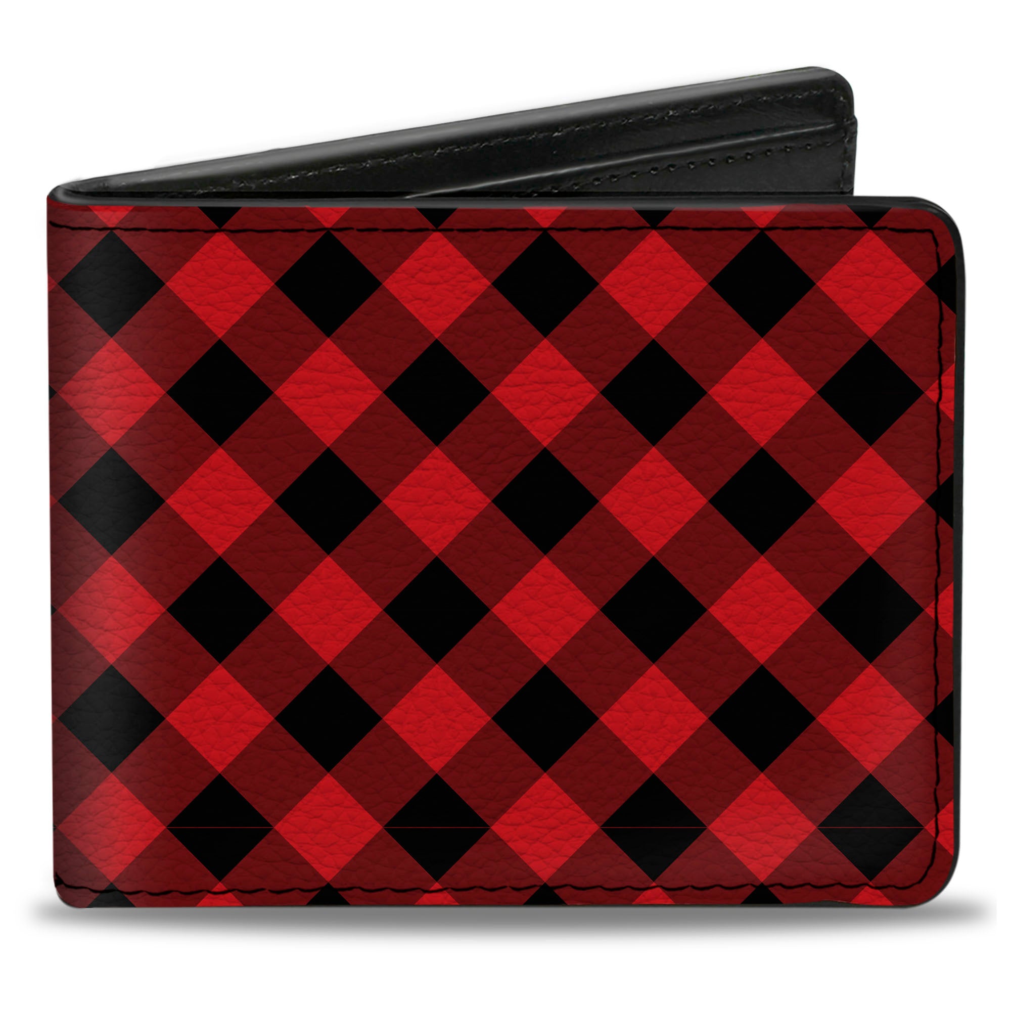 Bi-Fold Wallet - Diagonal Buffalo Plaid Black Red Bi-Fold Wallets Buckle-Down