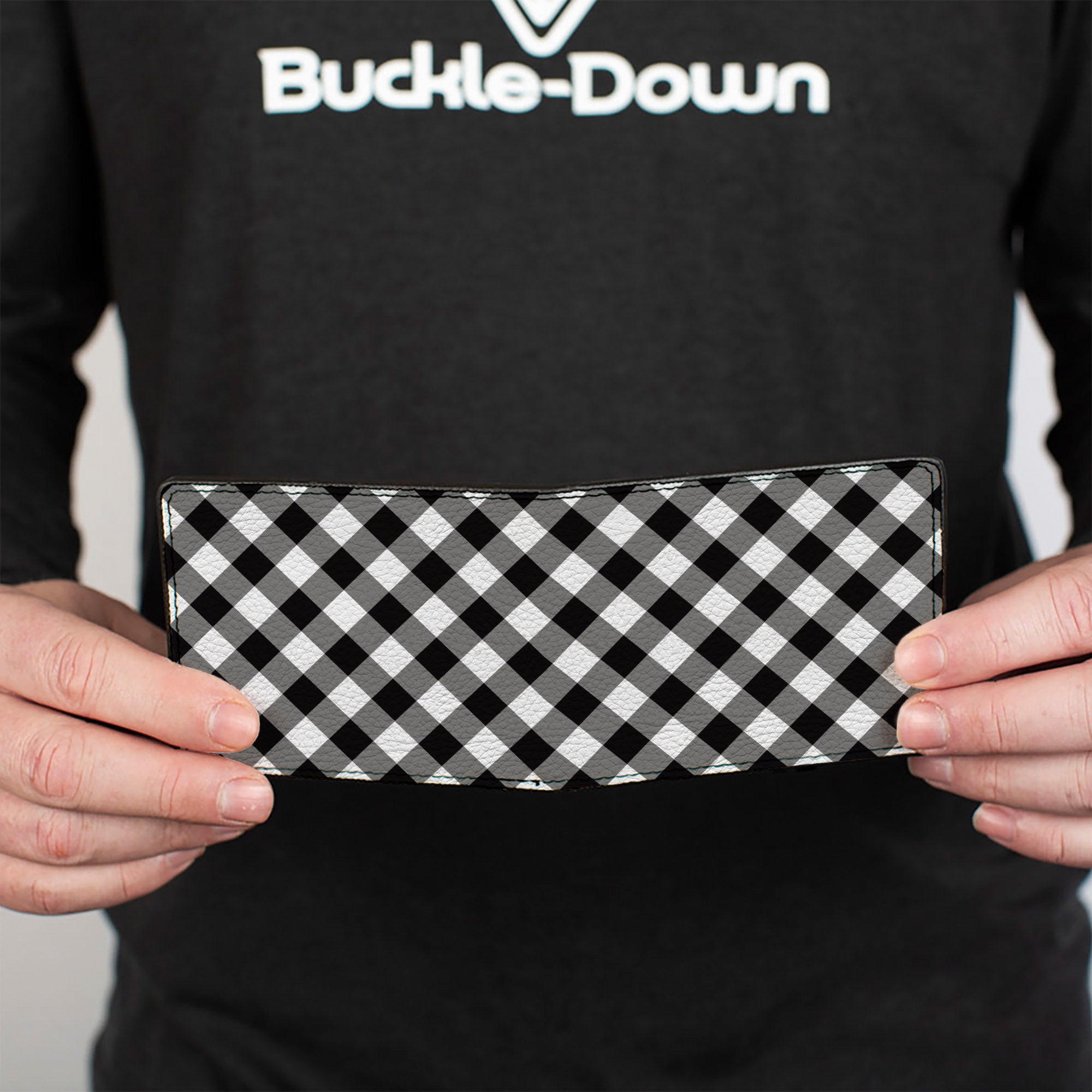 Bi-Fold Wallet - Diagonal Buffalo Plaid Black/White