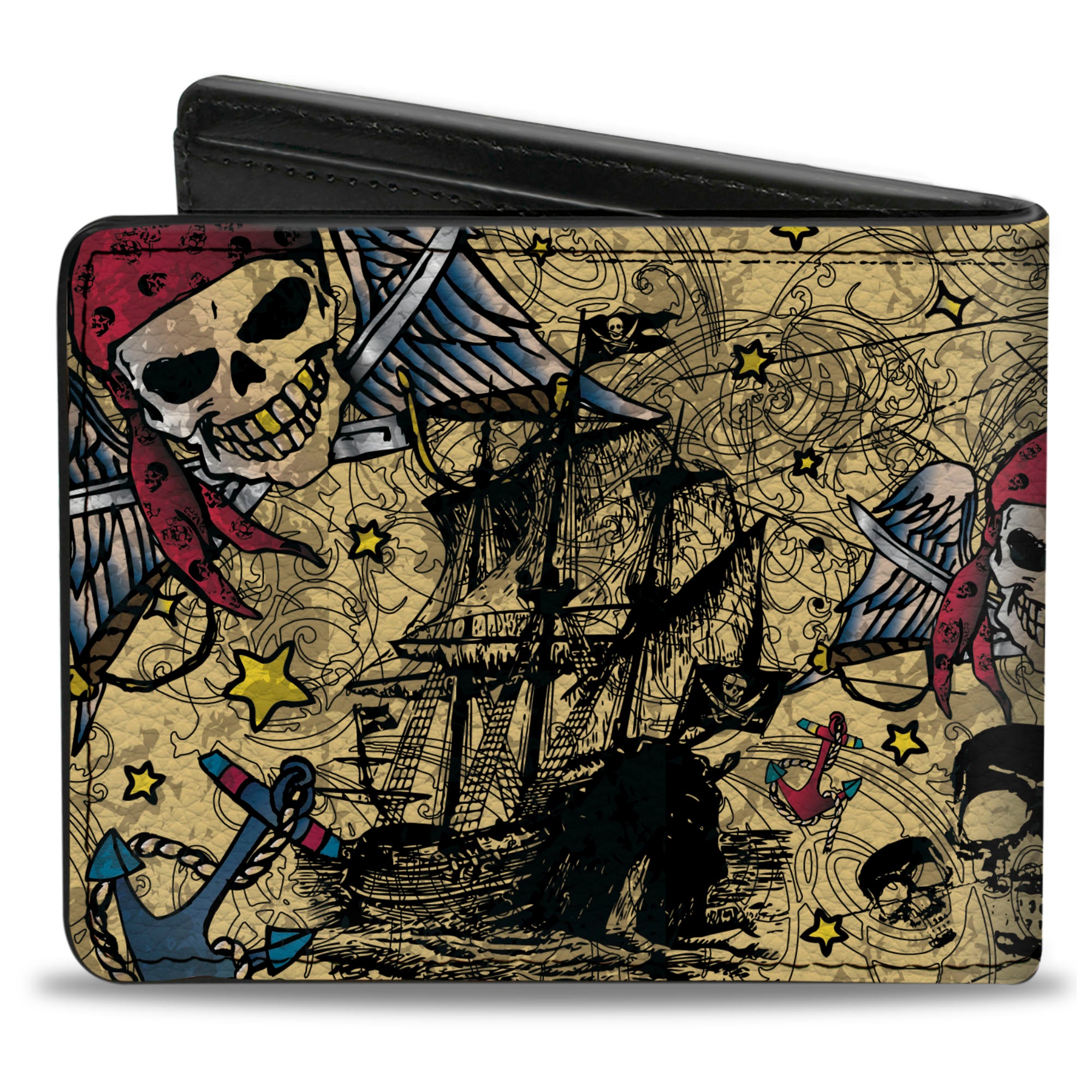 Bi-Fold Wallet - Dead Men Tell No Tales CLOSE-UP Tan