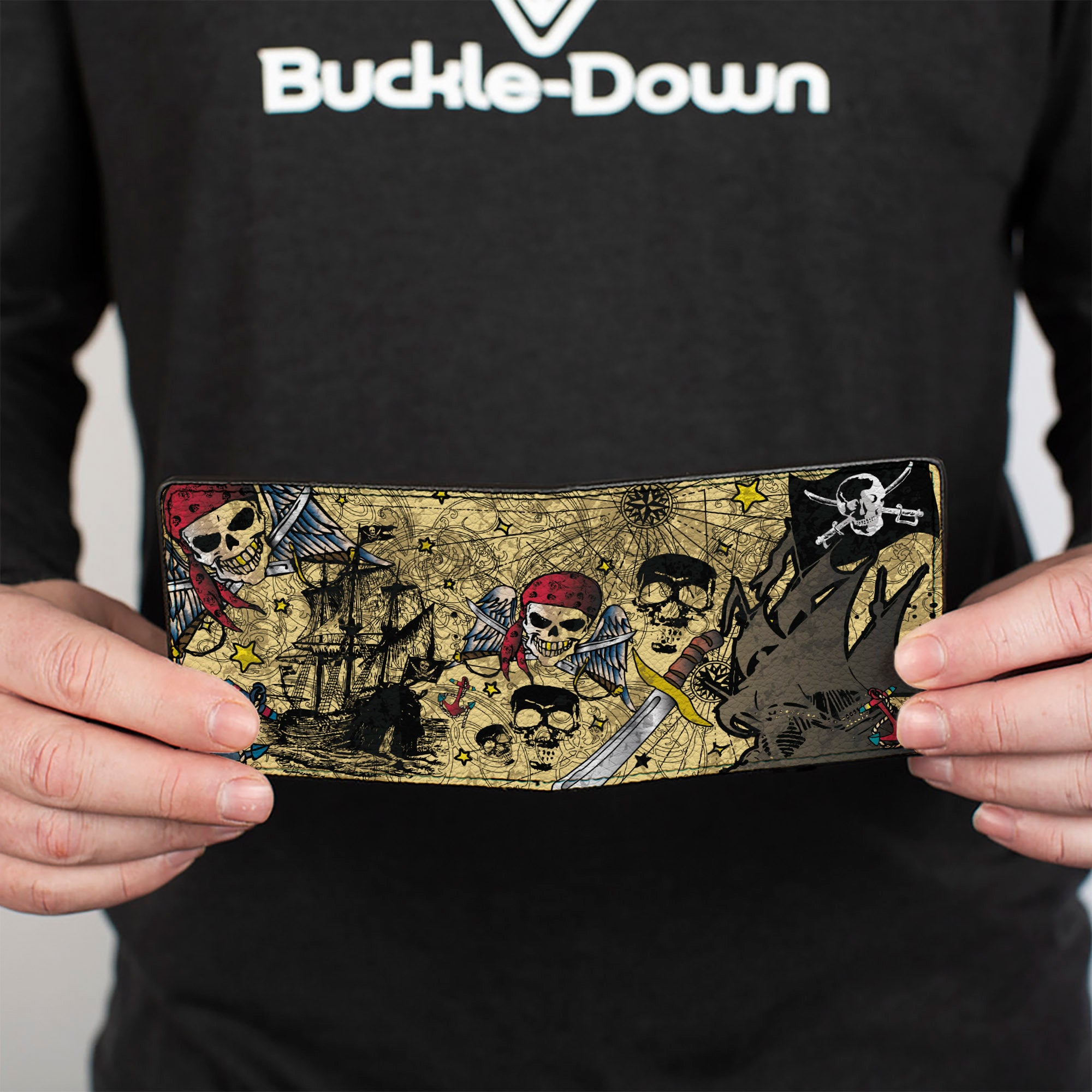 Bi-Fold Wallet - Dead Men Tell No Tales CLOSE-UP Tan