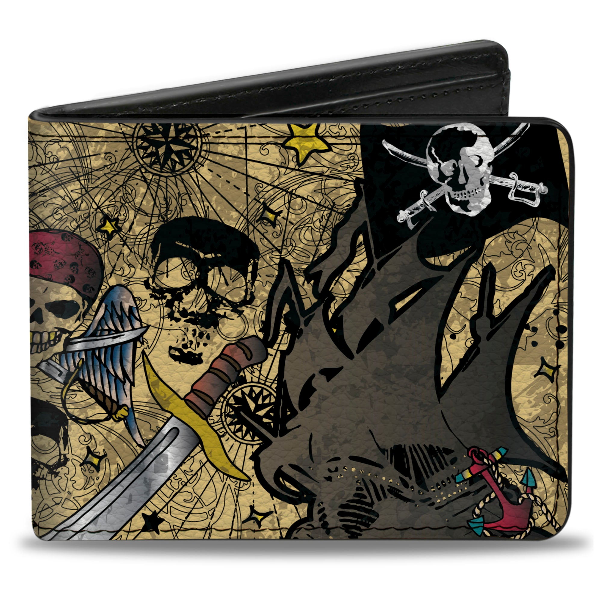 Bi-Fold Wallet - Dead Men Tell No Tales CLOSE-UP Tan