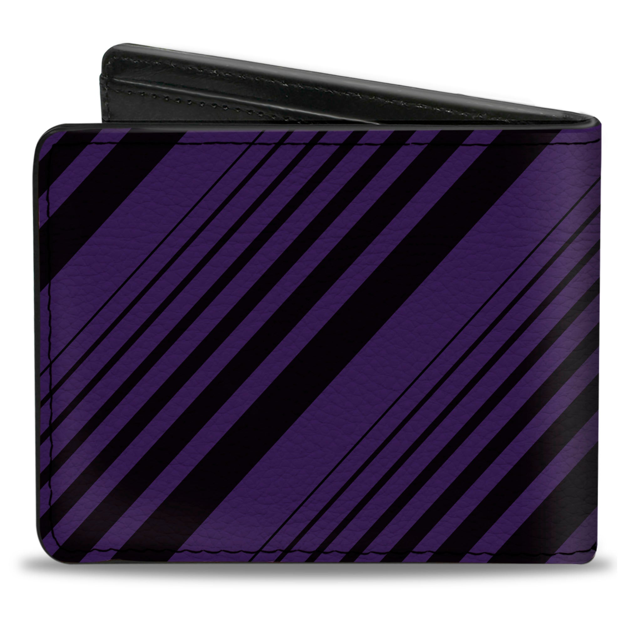 Bi-Fold Wallet - Diagonal Stripes Black Purple Bi-Fold Wallets Buckle-Down