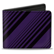 Bi-Fold Wallet - Diagonal Stripes Black Purple Bi-Fold Wallets Buckle-Down