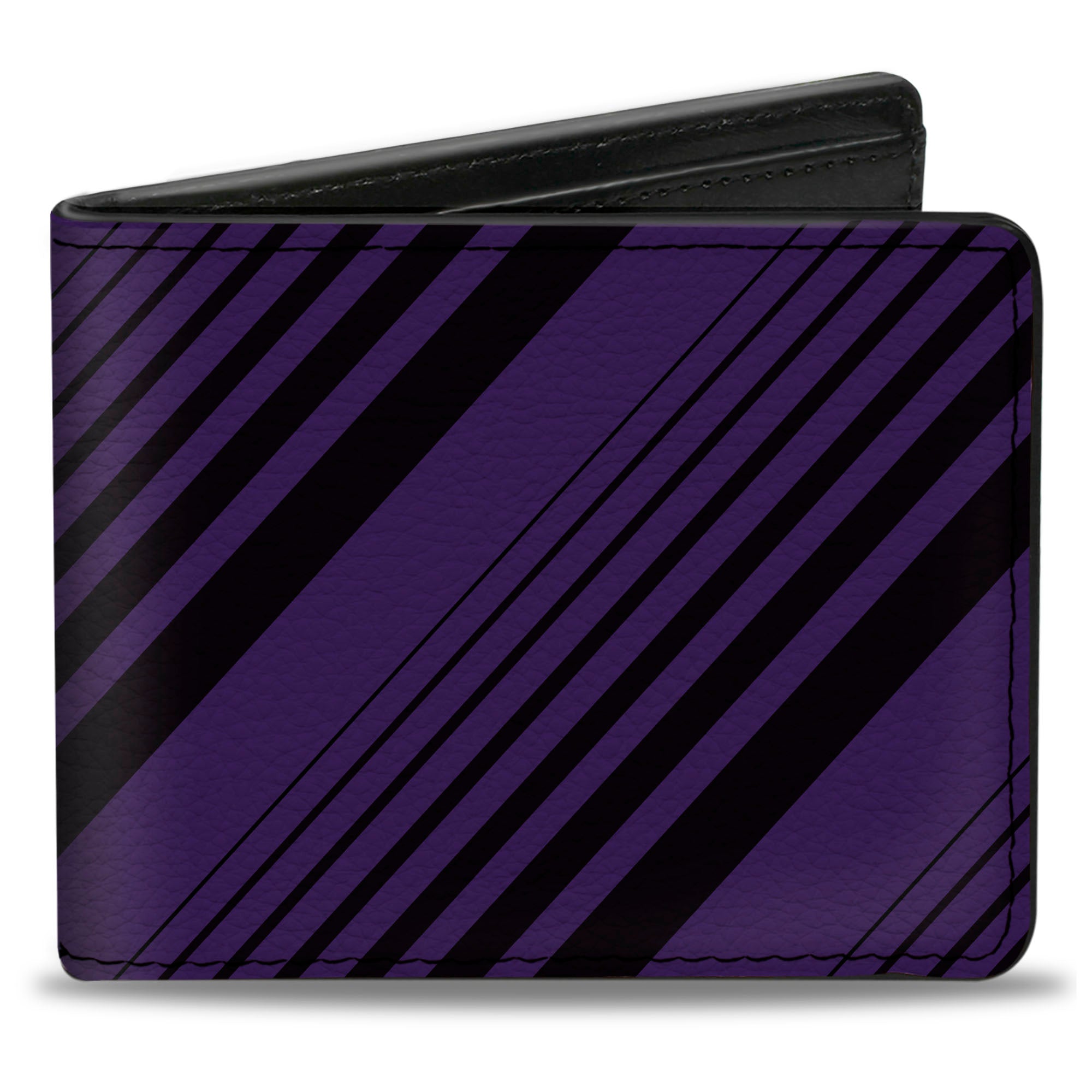 Bi-Fold Wallet - Diagonal Stripes Black Purple Bi-Fold Wallets Buckle-Down