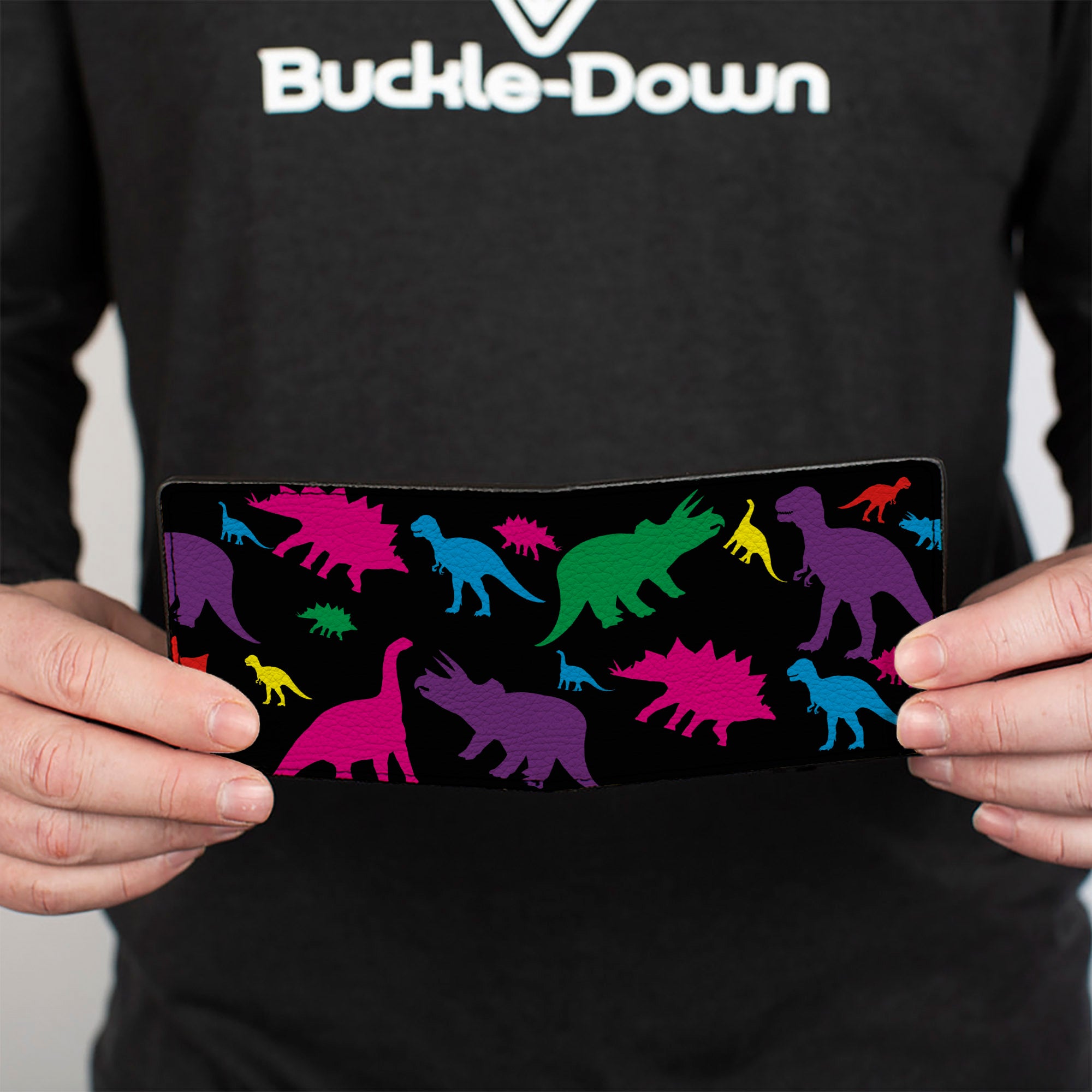 Bi-Fold Wallet - Dinosaur Silhouette Black Multi Color Bi-Fold Wallets Buckle-Down