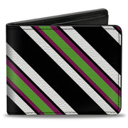 Bi-Fold Wallet - Diagonal Stripes Black White Pink Green Bi-Fold Wallets Buckle-Down