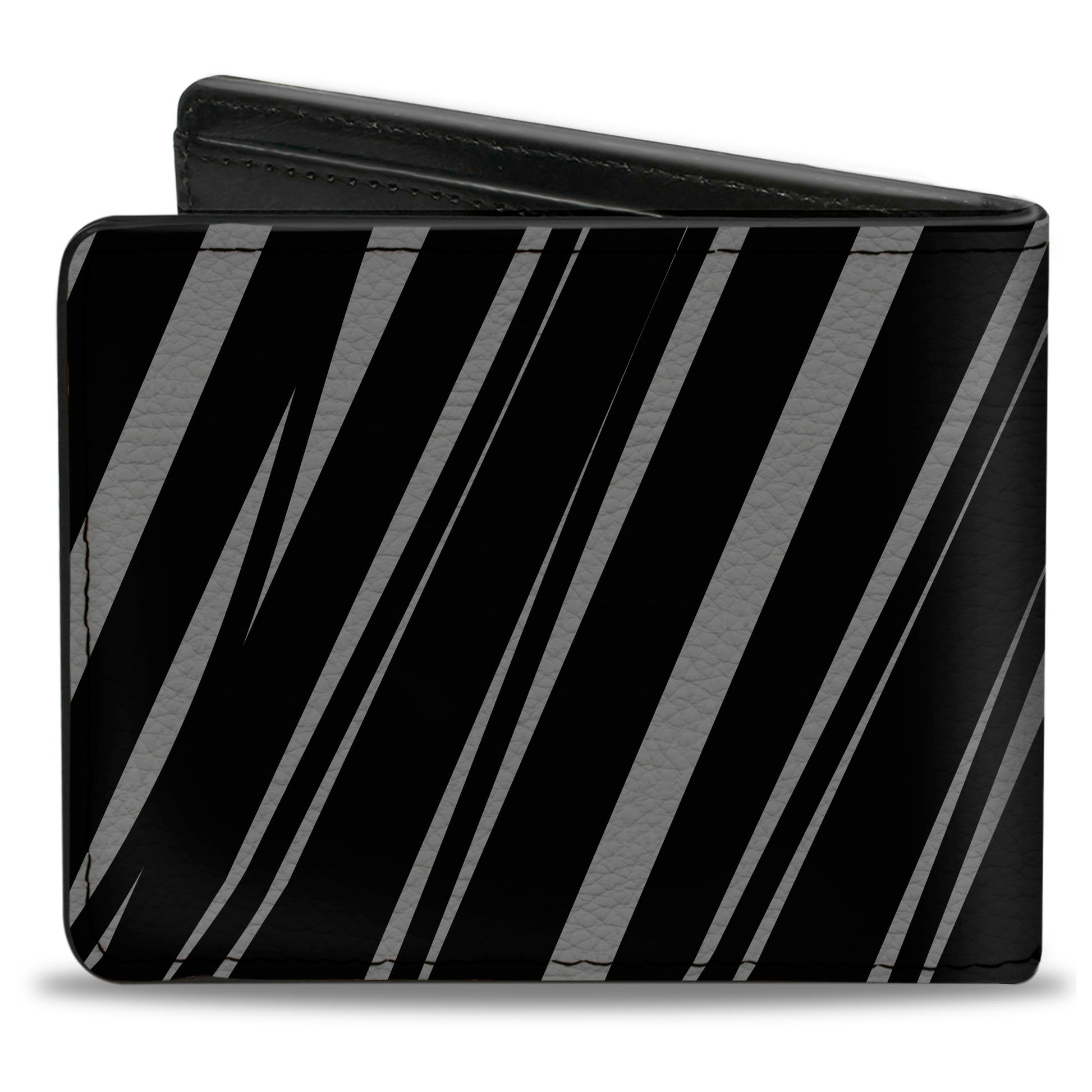 Bi-Fold Wallet - Diagonal Stripes Scribble Gray Black Bi-Fold Wallets Buckle-Down