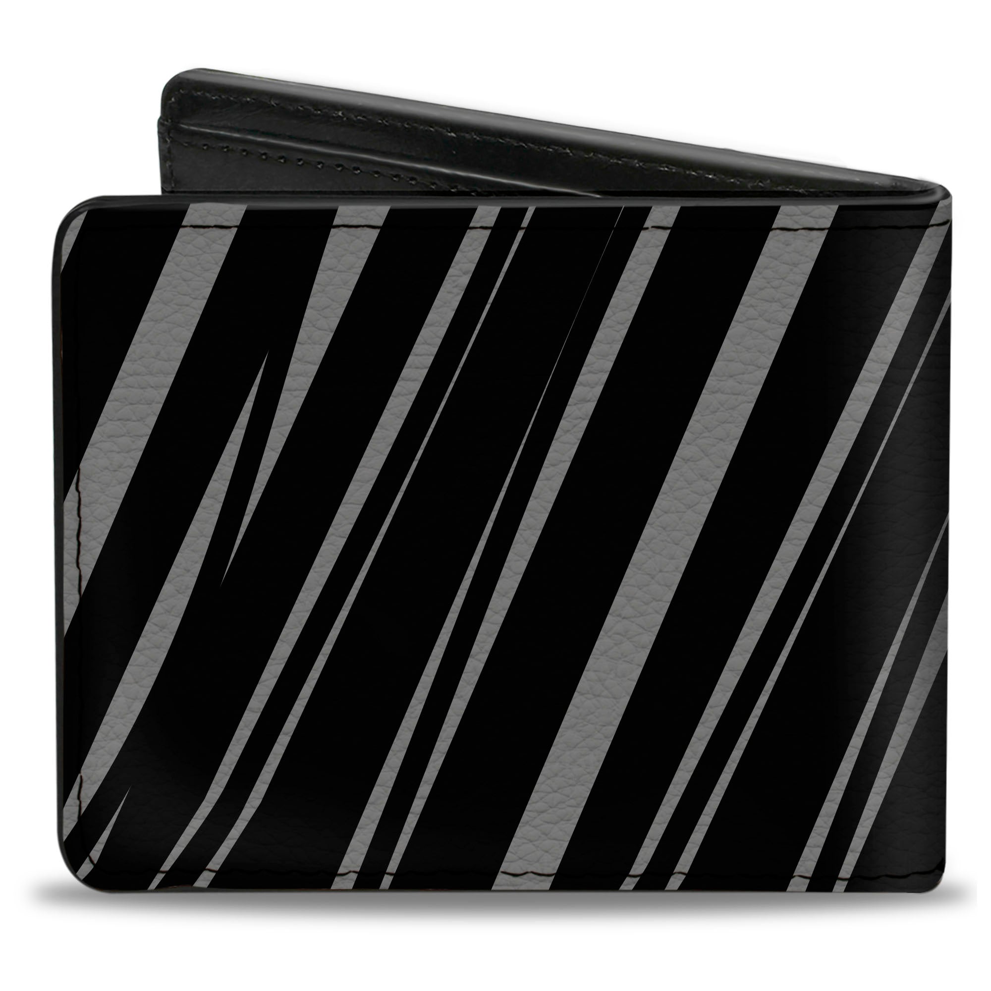 Bi-Fold Wallet - Diagonal Stripes Scribble Gray Black Bi-Fold Wallets Buckle-Down