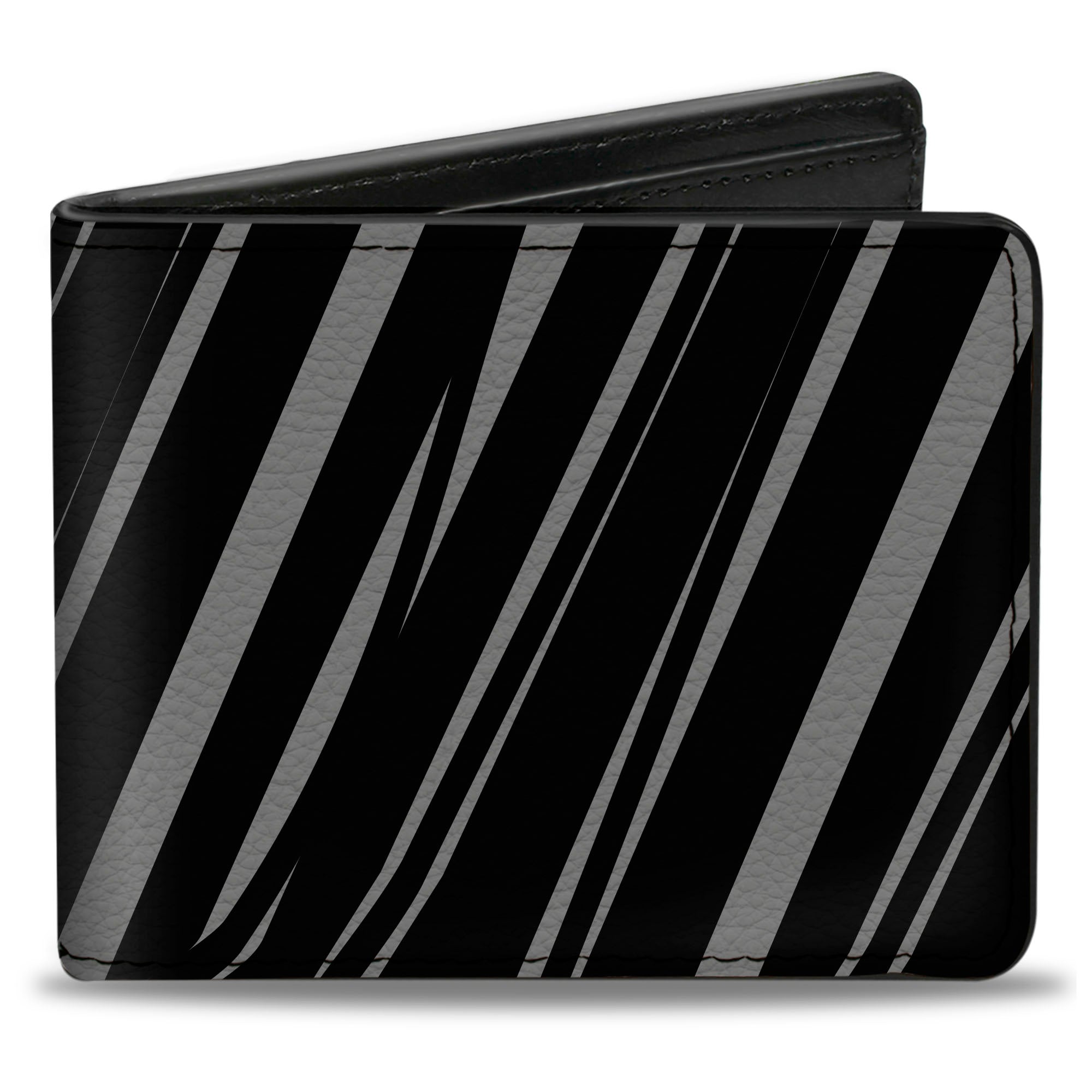 Bi-Fold Wallet - Diagonal Stripes Scribble Gray Black Bi-Fold Wallets Buckle-Down