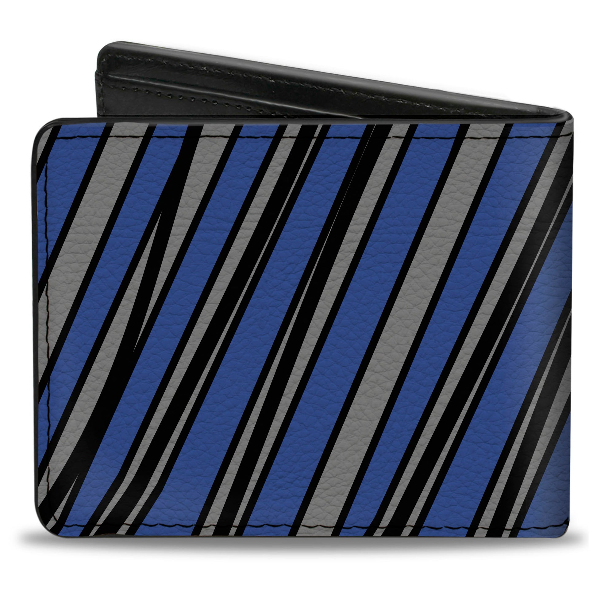 Bi-Fold Wallet - Diagonal Stripes Scribble Gray Blue Bi-Fold Wallets Buckle-Down