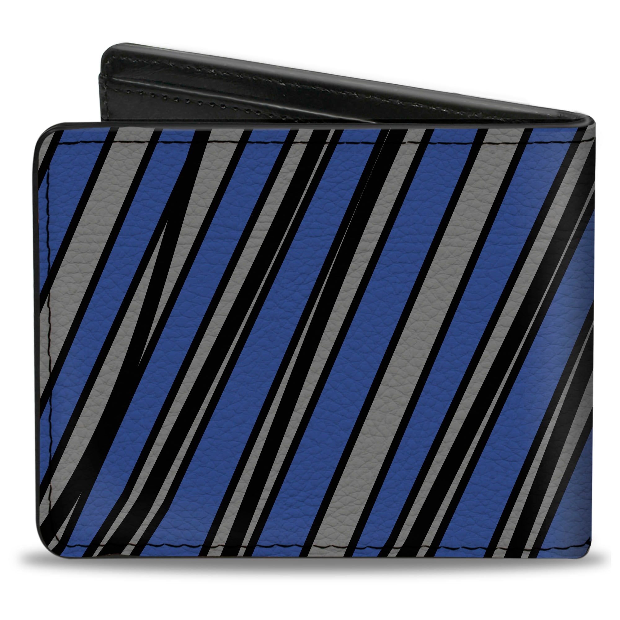 Bi-Fold Wallet - Diagonal Stripes Scribble Gray Blue Bi-Fold Wallets Buckle-Down