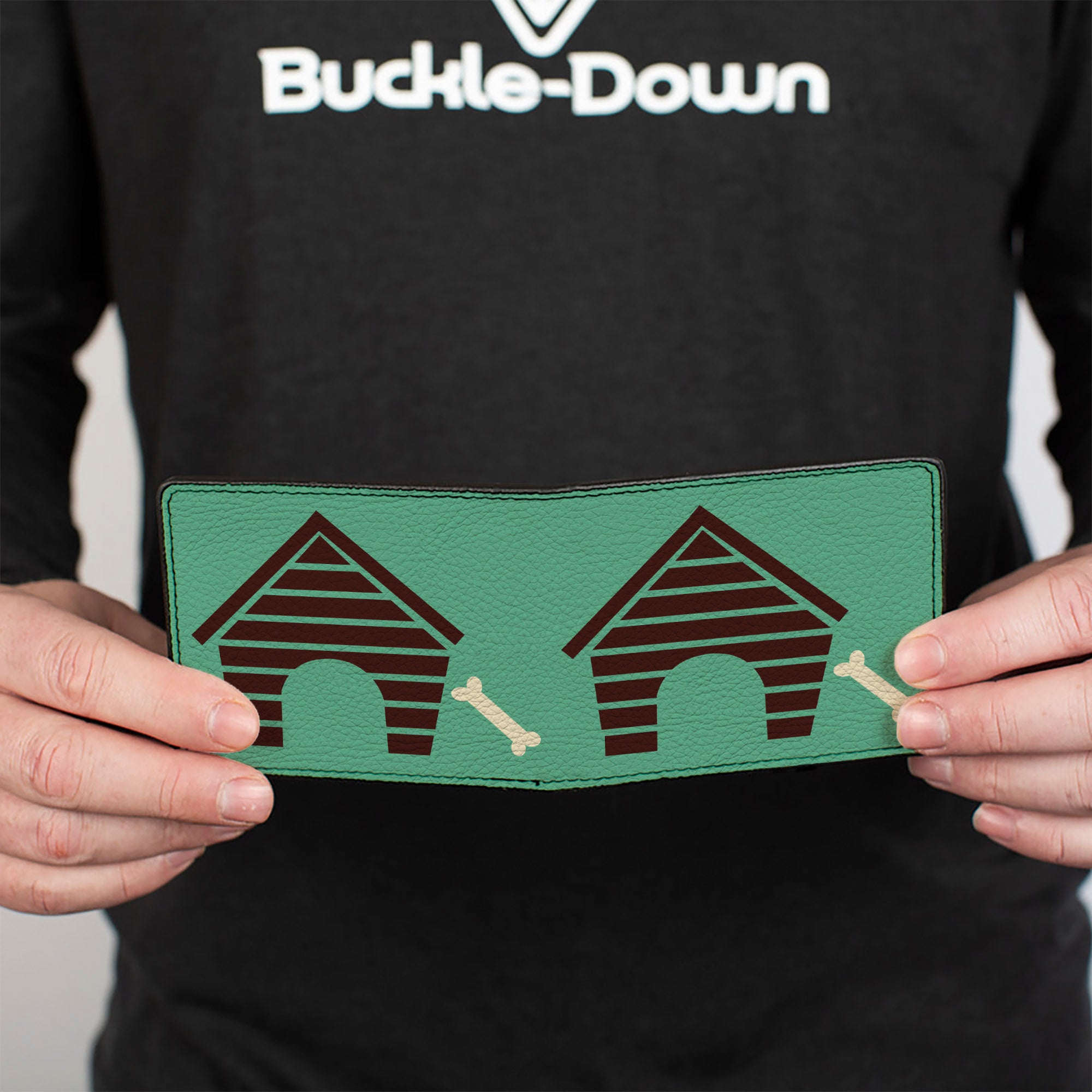 Bi-Fold Wallet - Dog House & Bone Turquoise Brown Bi-Fold Wallets Buckle-Down