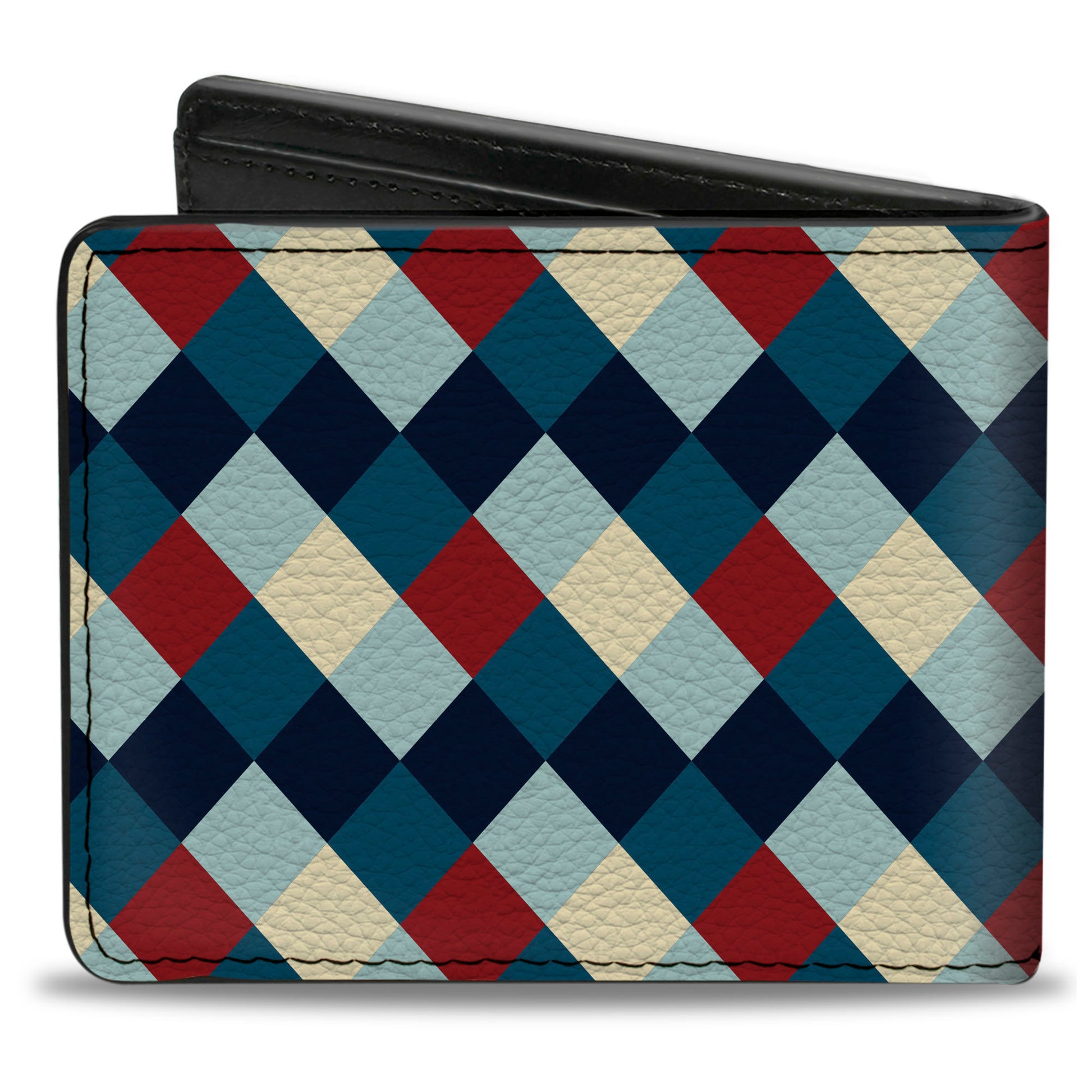 Bi-Fold Wallet - Diamond Plaid Blues Khaki Red Bi-Fold Wallets Buckle-Down