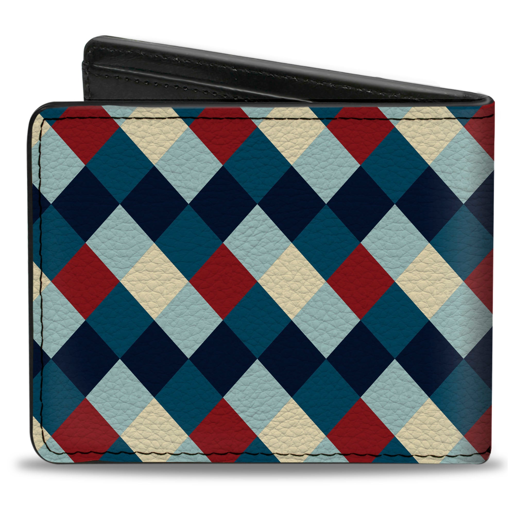 Bi-Fold Wallet - Diamond Plaid Blues Khaki Red Bi-Fold Wallets Buckle-Down