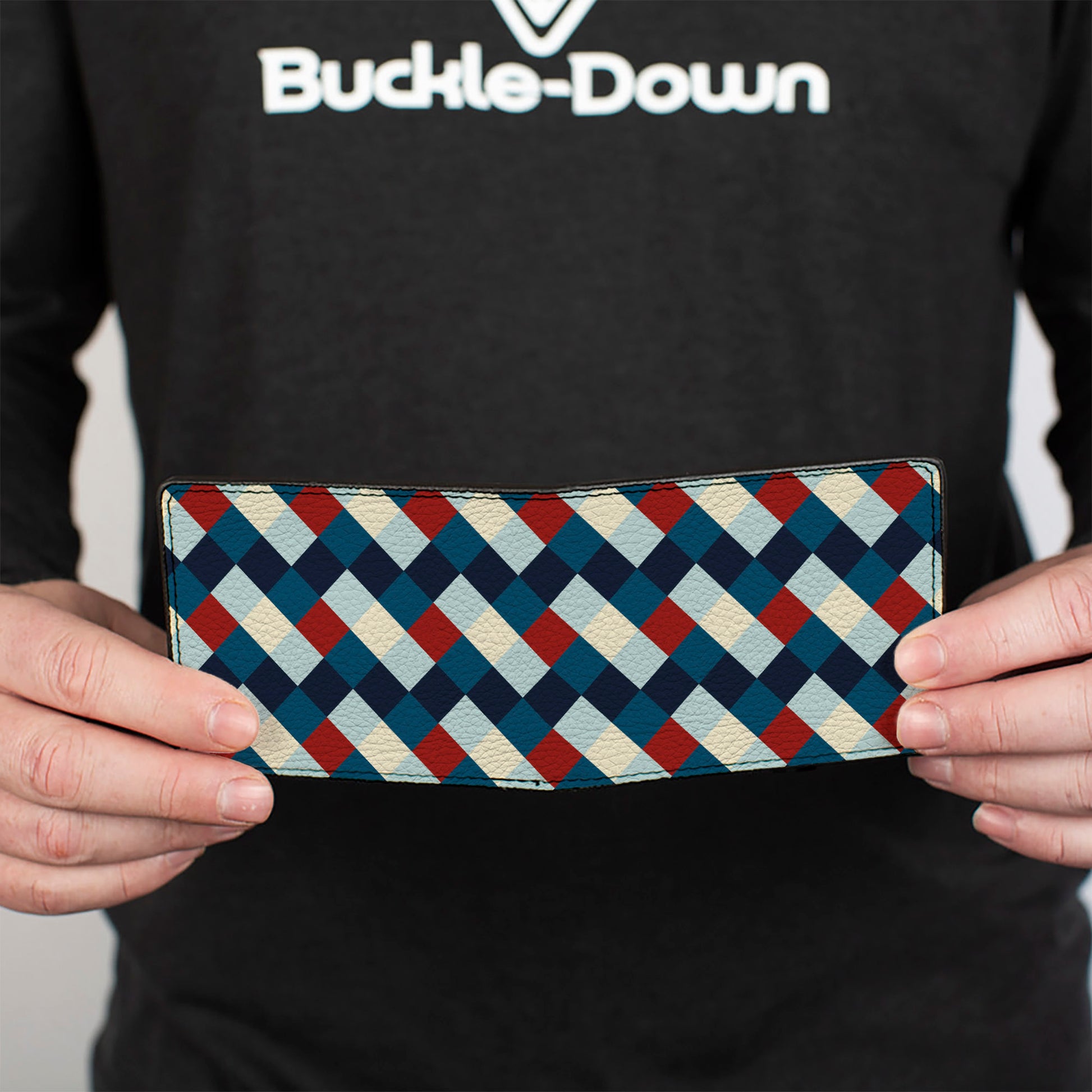 Bi-Fold Wallet - Diamond Plaid Blues Khaki Red Bi-Fold Wallets Buckle-Down