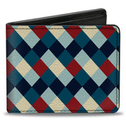 Bi-Fold Wallet - Diamond Plaid Blues Khaki Red Bi-Fold Wallets Buckle-Down