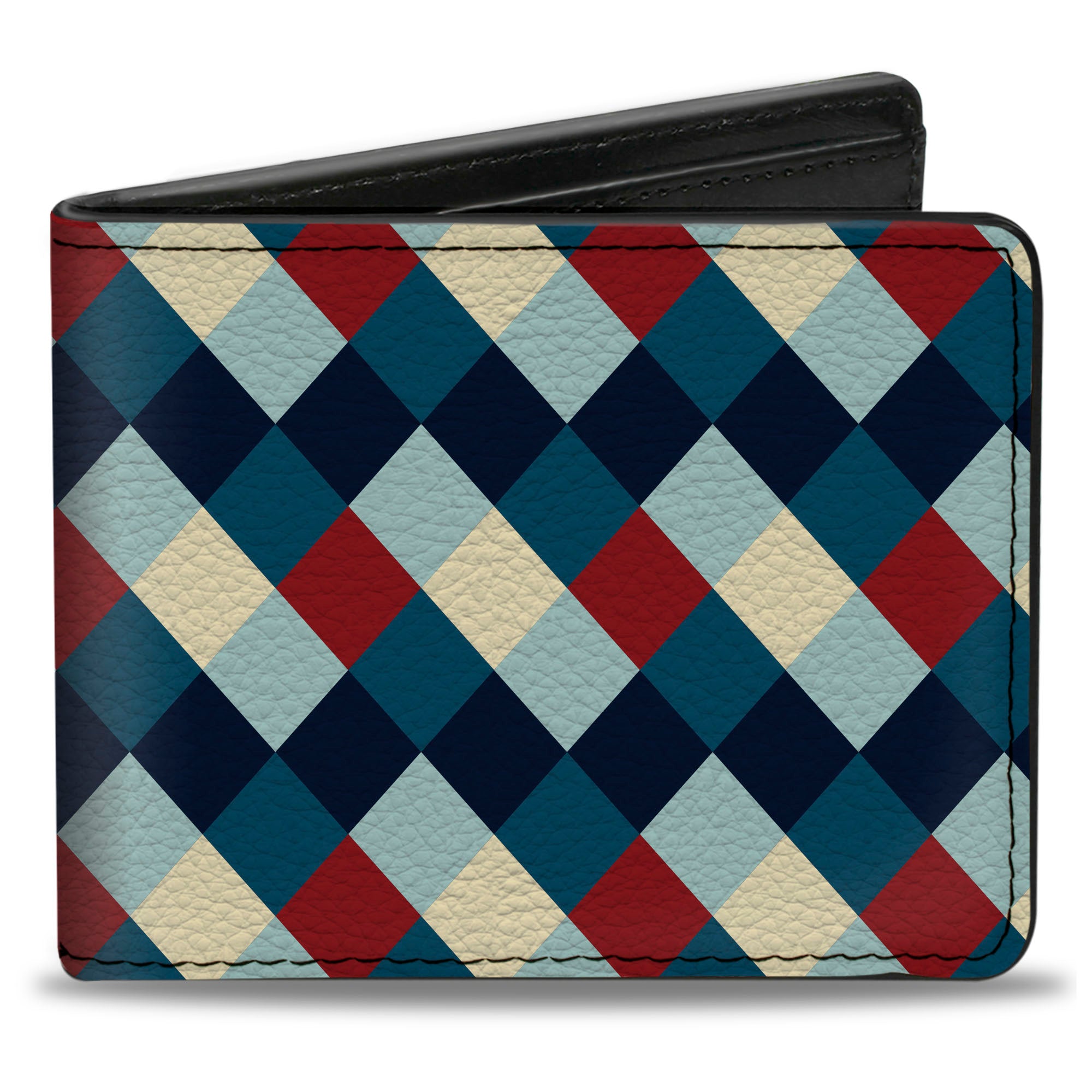 Bi-Fold Wallet - Diamond Plaid Blues Khaki Red Bi-Fold Wallets Buckle-Down