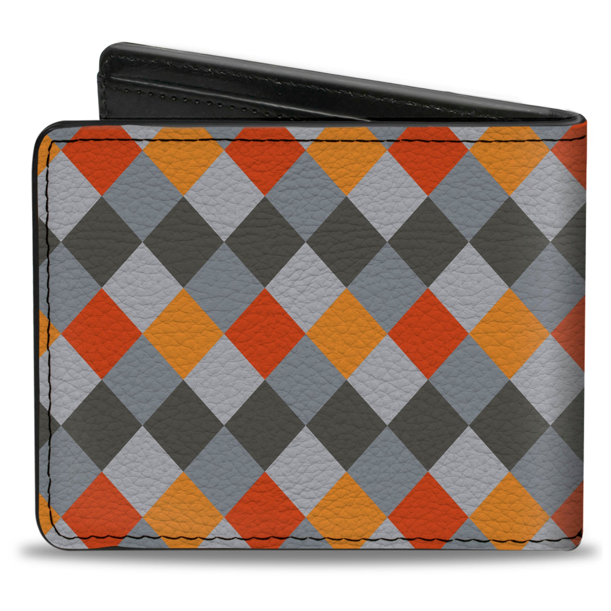 Bi-Fold Wallet - Diamond Plaid Grays Orange Bi-Fold Wallets Buckle-Down