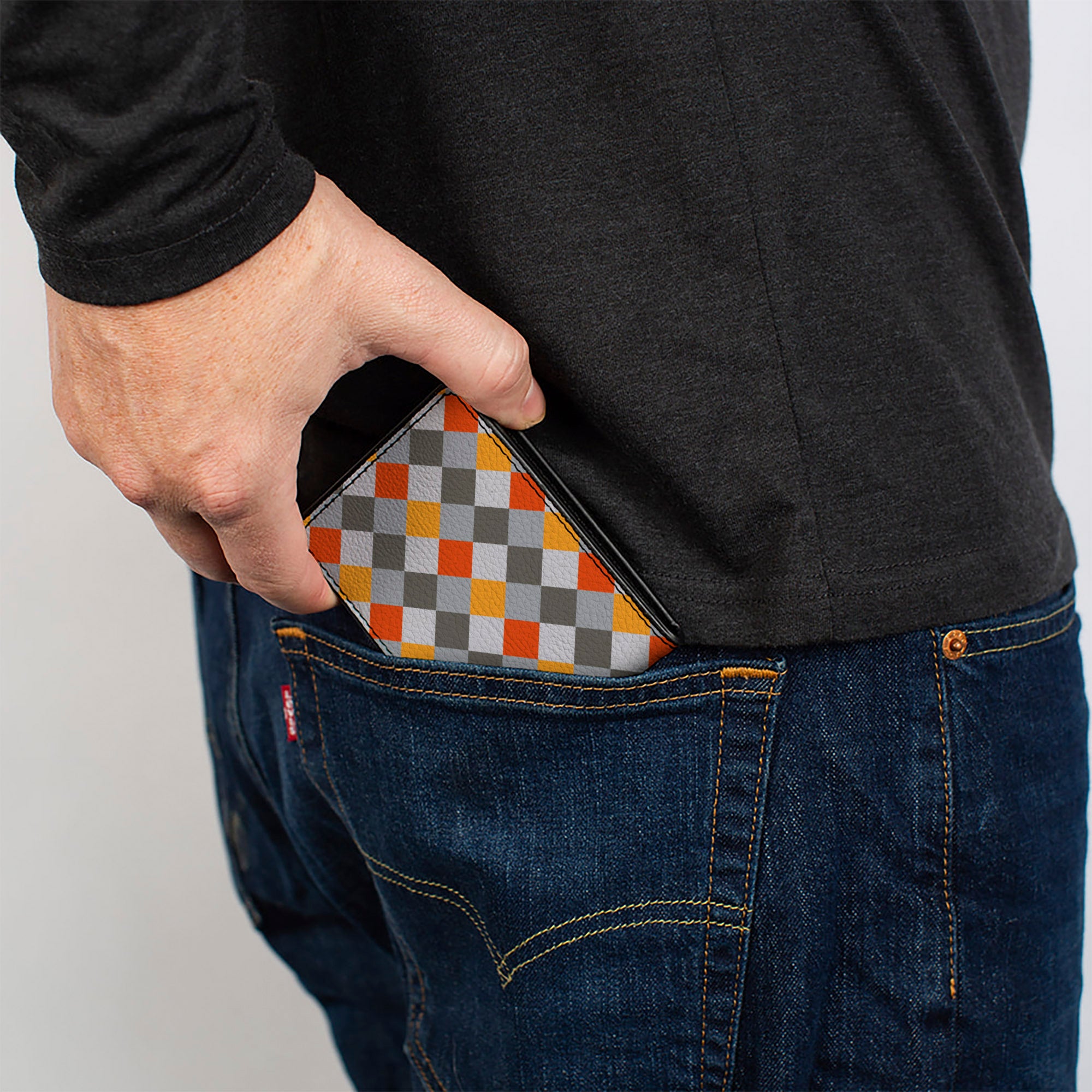 Bi-Fold Wallet - Diamond Plaid Grays Orange Bi-Fold Wallets Buckle-Down