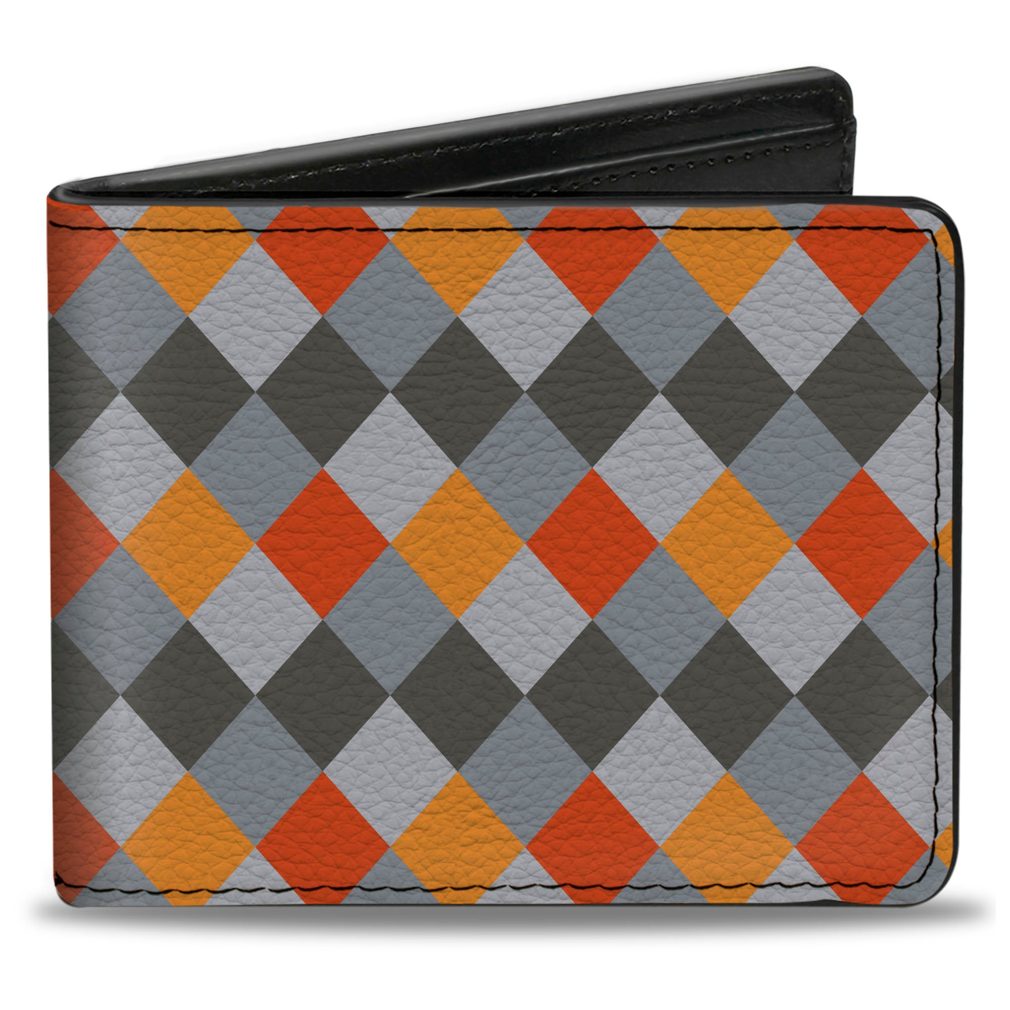Bi-Fold Wallet - Diamond Plaid Grays Orange Bi-Fold Wallets Buckle-Down