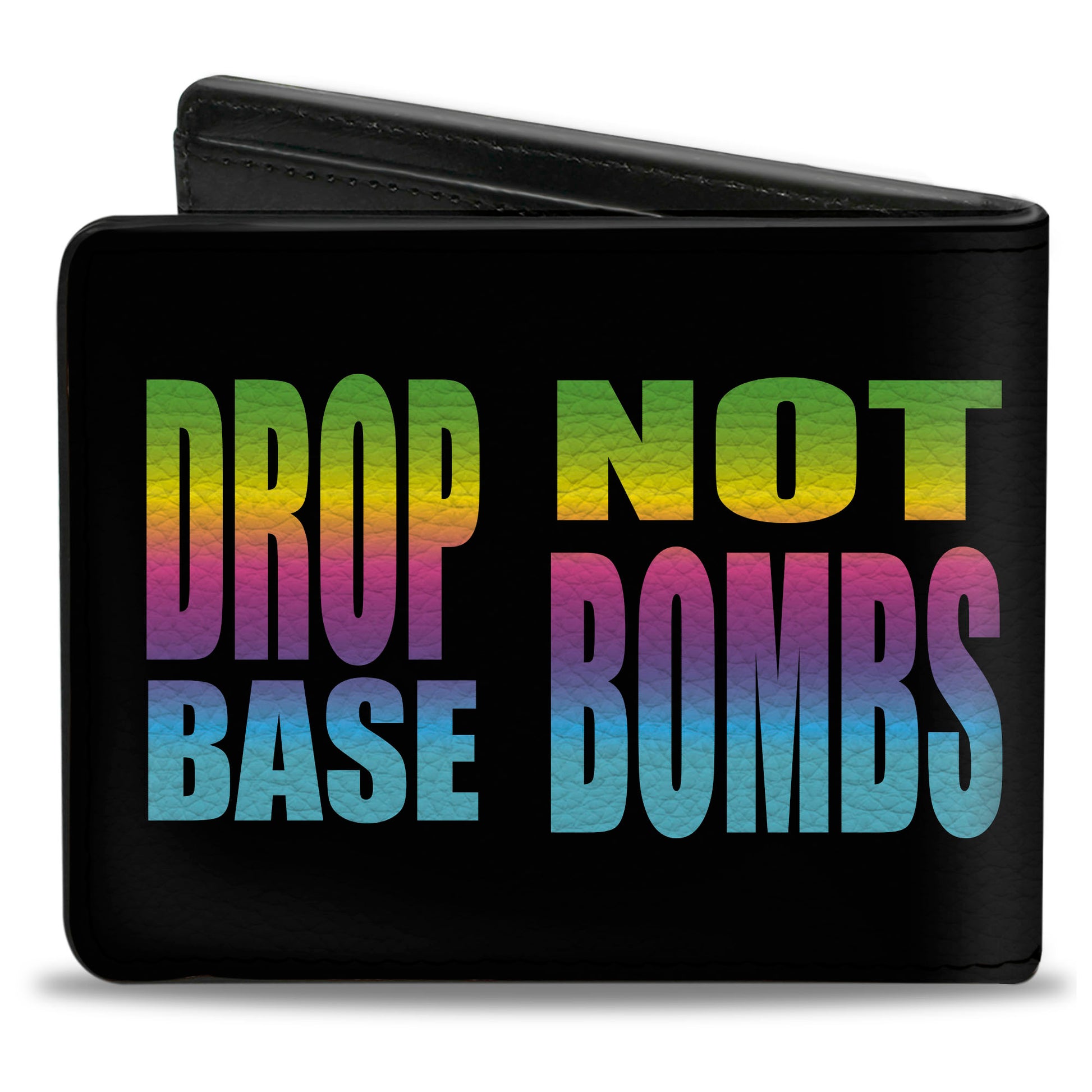 Bi-Fold Wallet - DROP BASS NOT BOMBS Black Rainbow Bi-Fold Wallets Buckle-Down