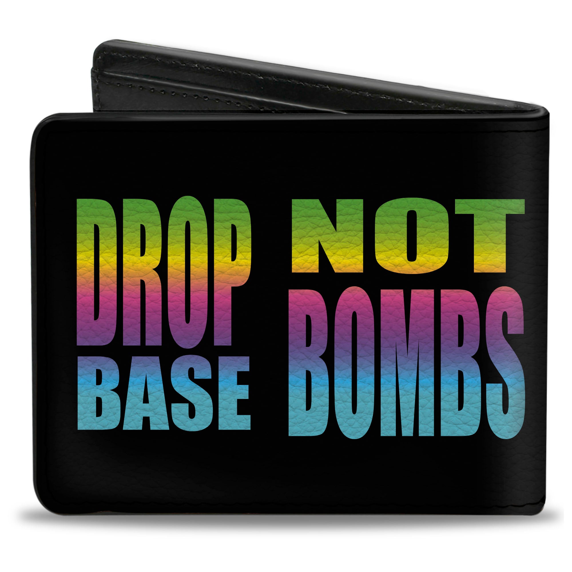Bi-Fold Wallet - DROP BASS NOT BOMBS Black Rainbow Bi-Fold Wallets Buckle-Down