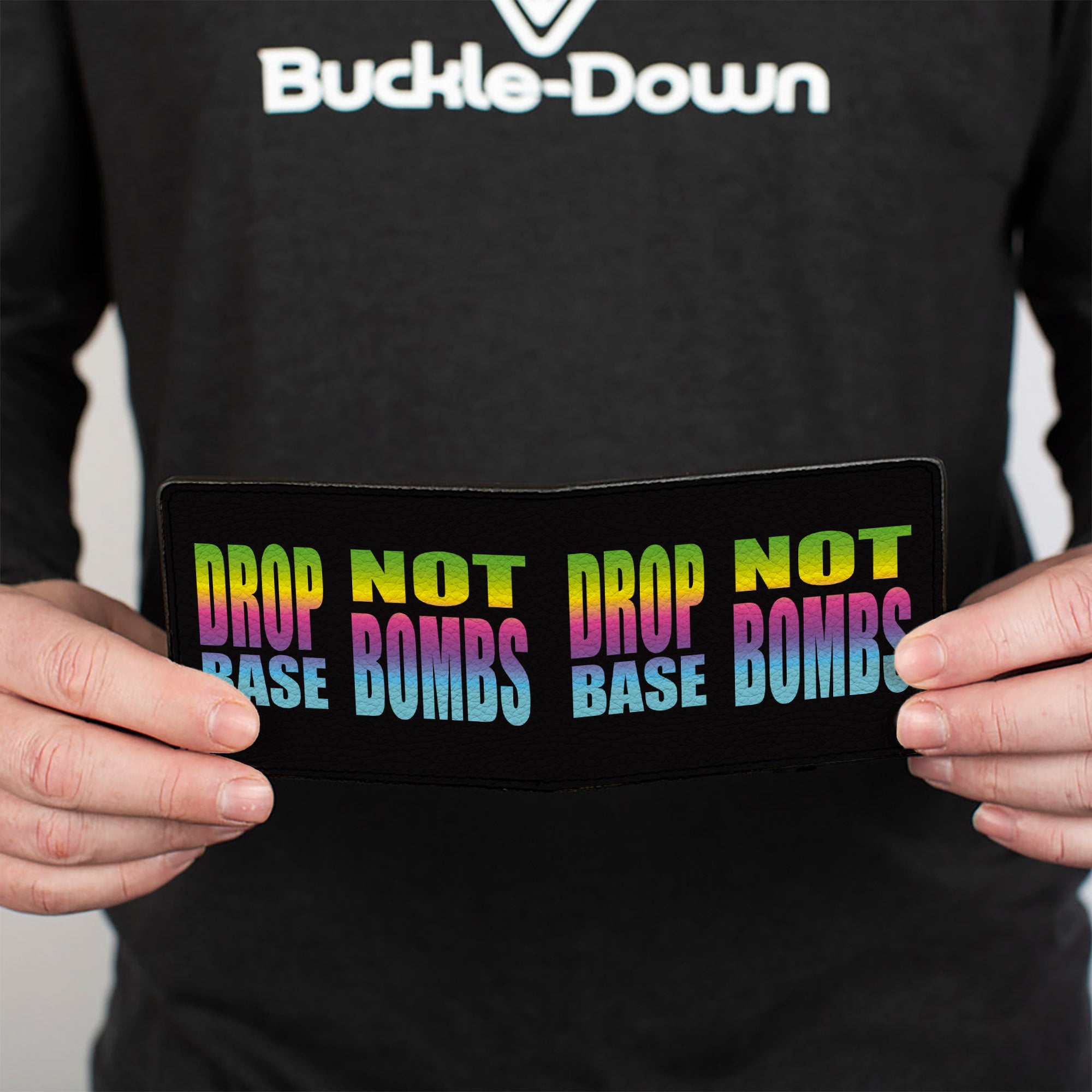 Bi-Fold Wallet - DROP BASS NOT BOMBS Black Rainbow Bi-Fold Wallets Buckle-Down