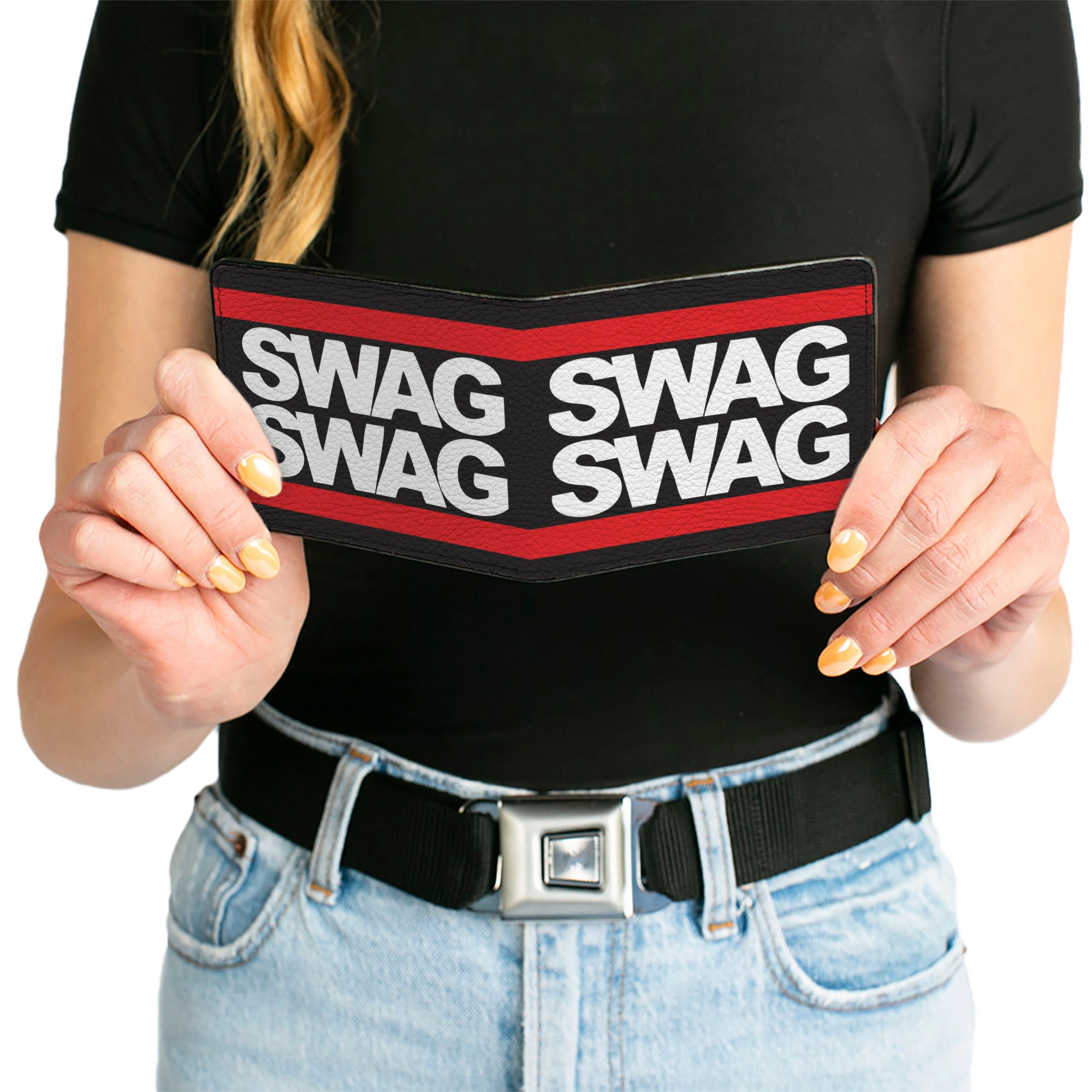 Bi-Fold Wallet - Double SWAG Black White Red Stripe Bi-Fold Wallets Buckle-Down