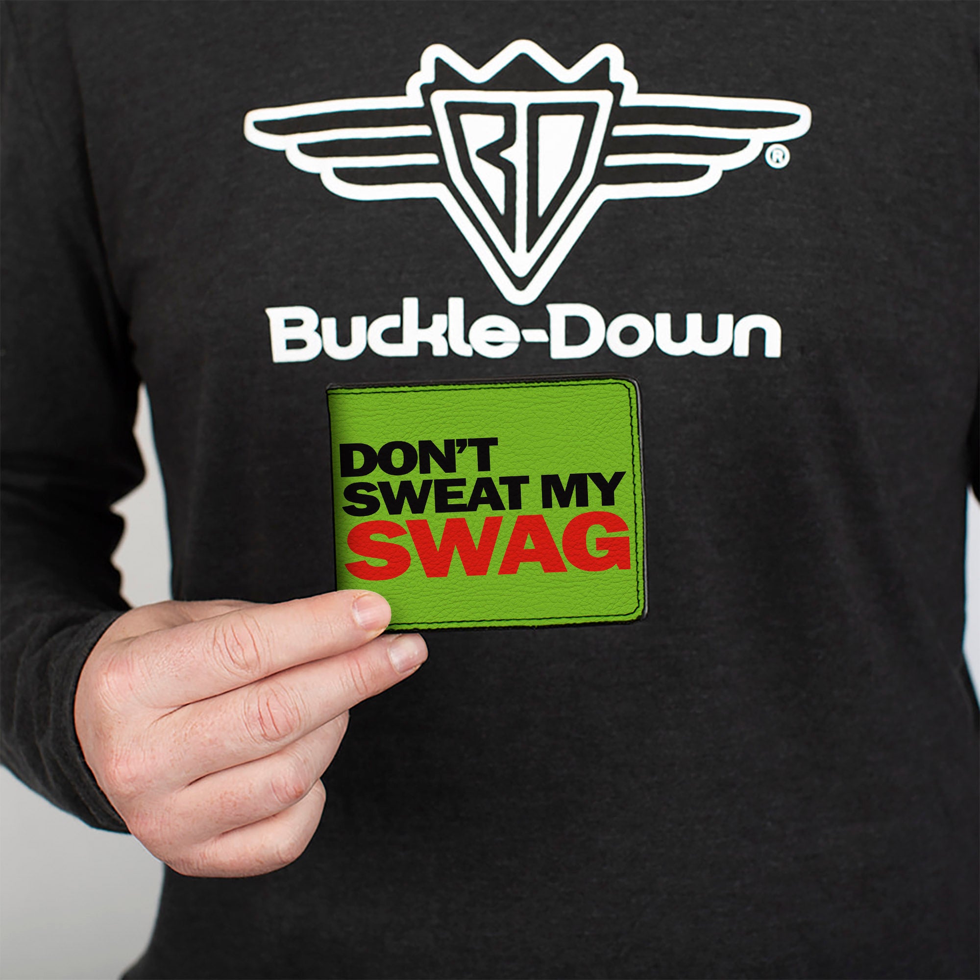 Bi-Fold Wallet - DON'T SWEAT MY SWAG Neon Green Black Red Bi-Fold Wallets Buckle-Down