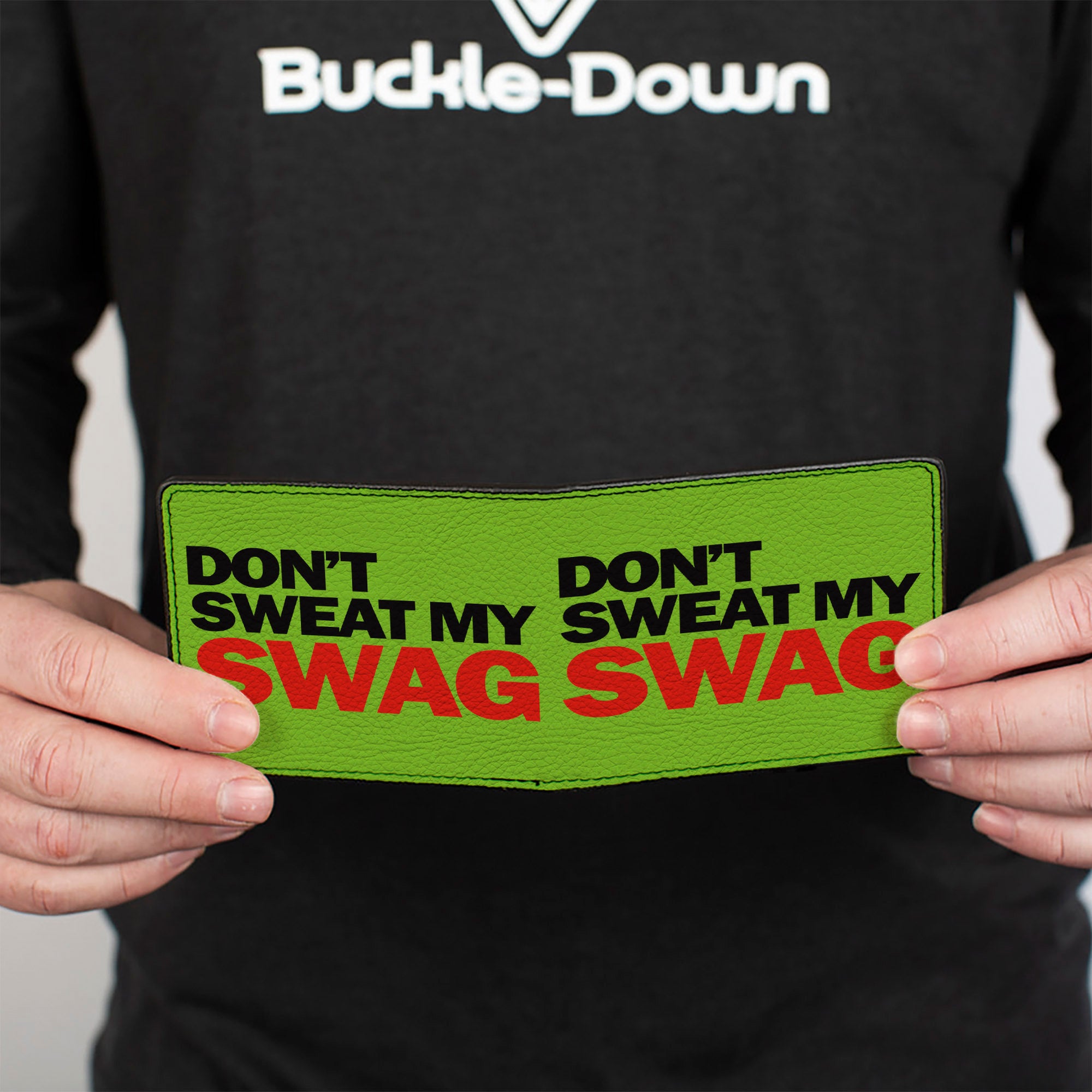 Bi-Fold Wallet - DON'T SWEAT MY SWAG Neon Green Black Red Bi-Fold Wallets Buckle-Down