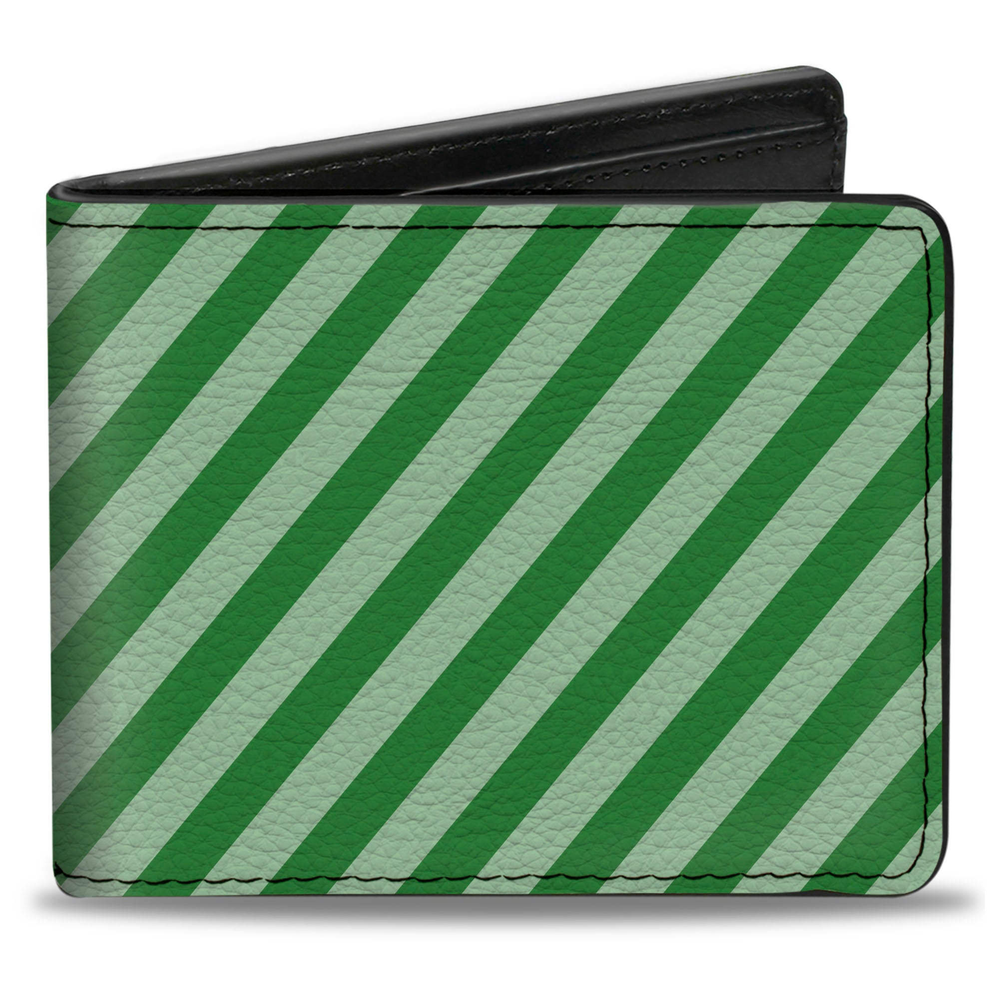Bi-Fold Wallet - Diagonal Stripes Pastel Greens Bi-Fold Wallets Buckle-Down