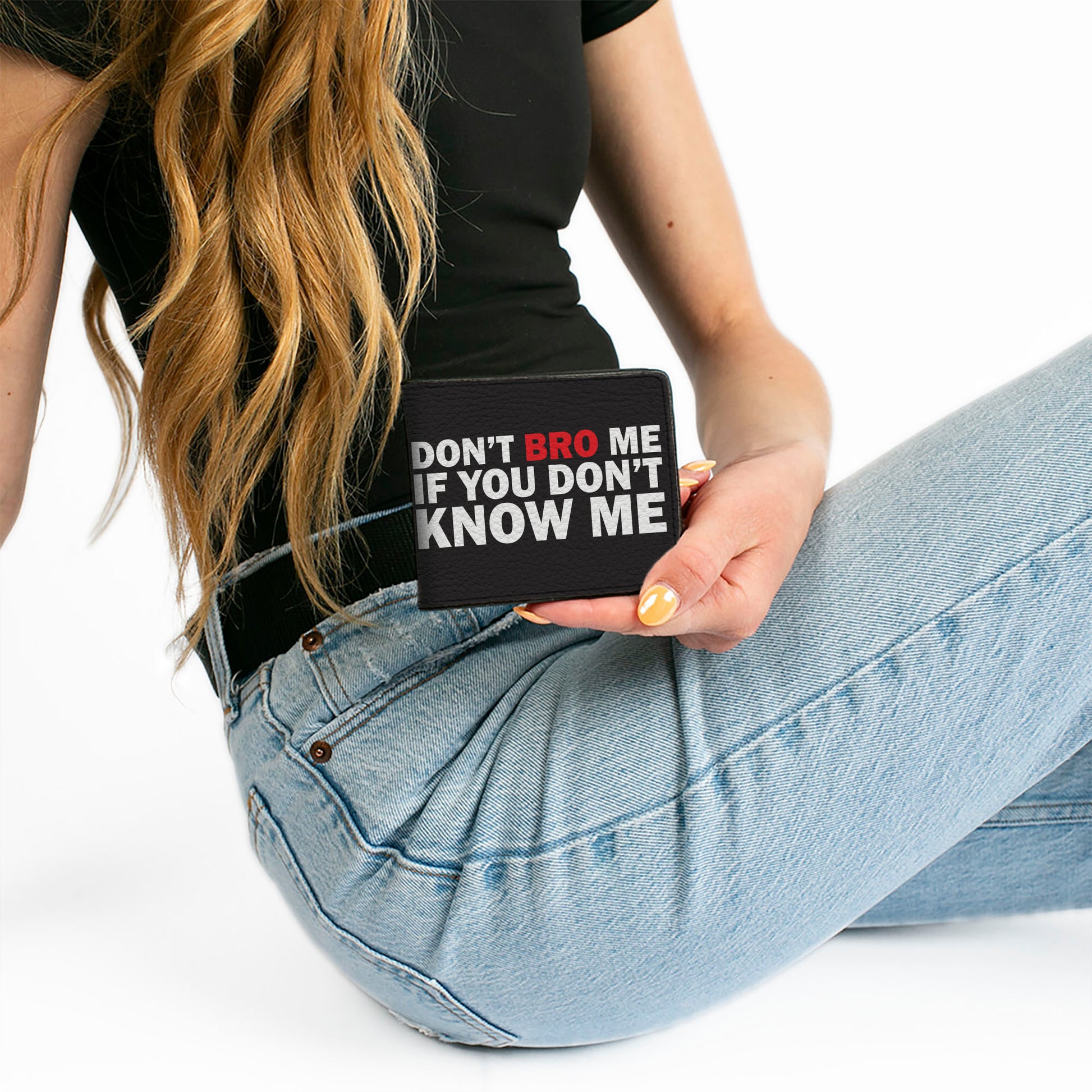 Bi-Fold Wallet - DON'T BRO ME IF YOU DON'T KNOW ME Black White Red Bi-Fold Wallets Buckle-Down