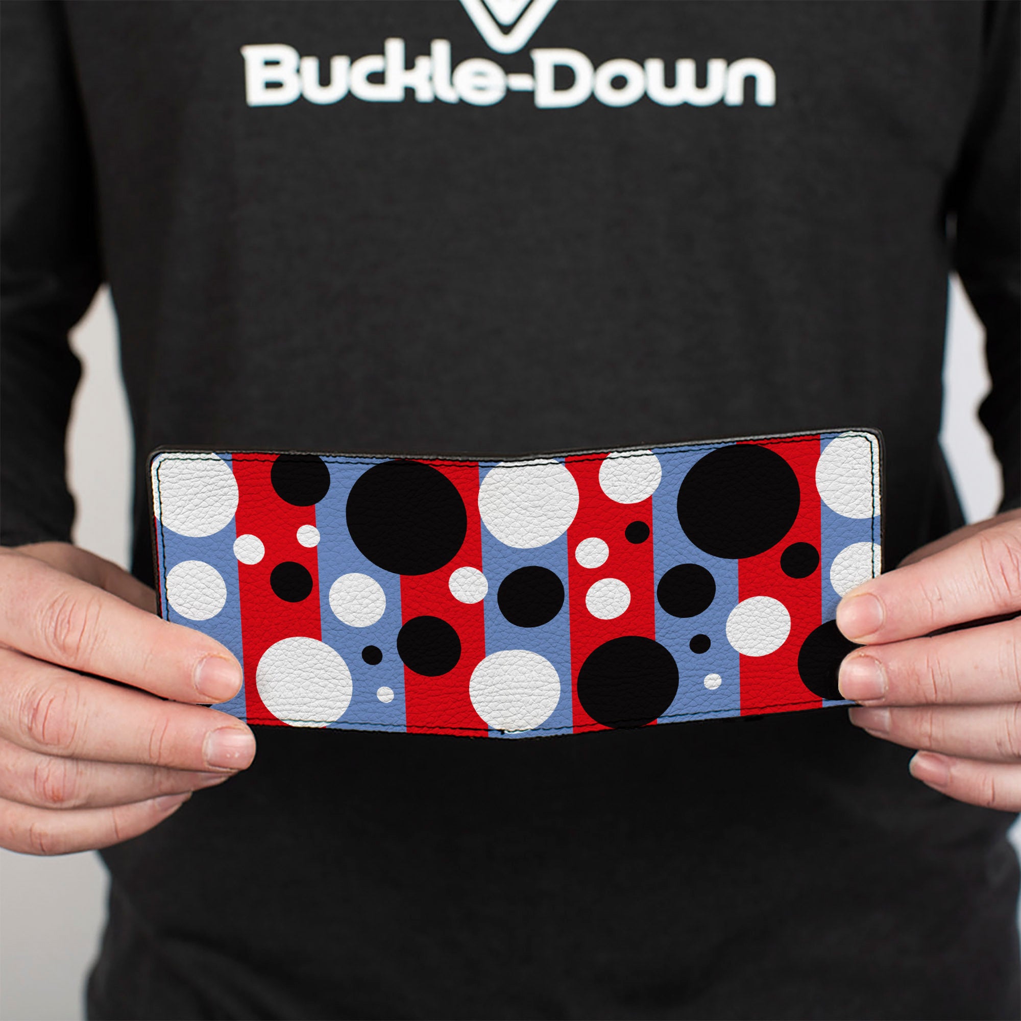 Bi-Fold Wallet - Dot Blocks Blue Red Black White Bi-Fold Wallets Buckle-Down