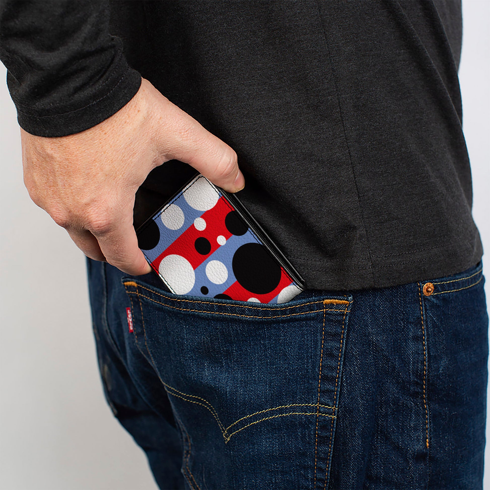 Bi-Fold Wallet - Dot Blocks Blue Red Black White Bi-Fold Wallets Buckle-Down