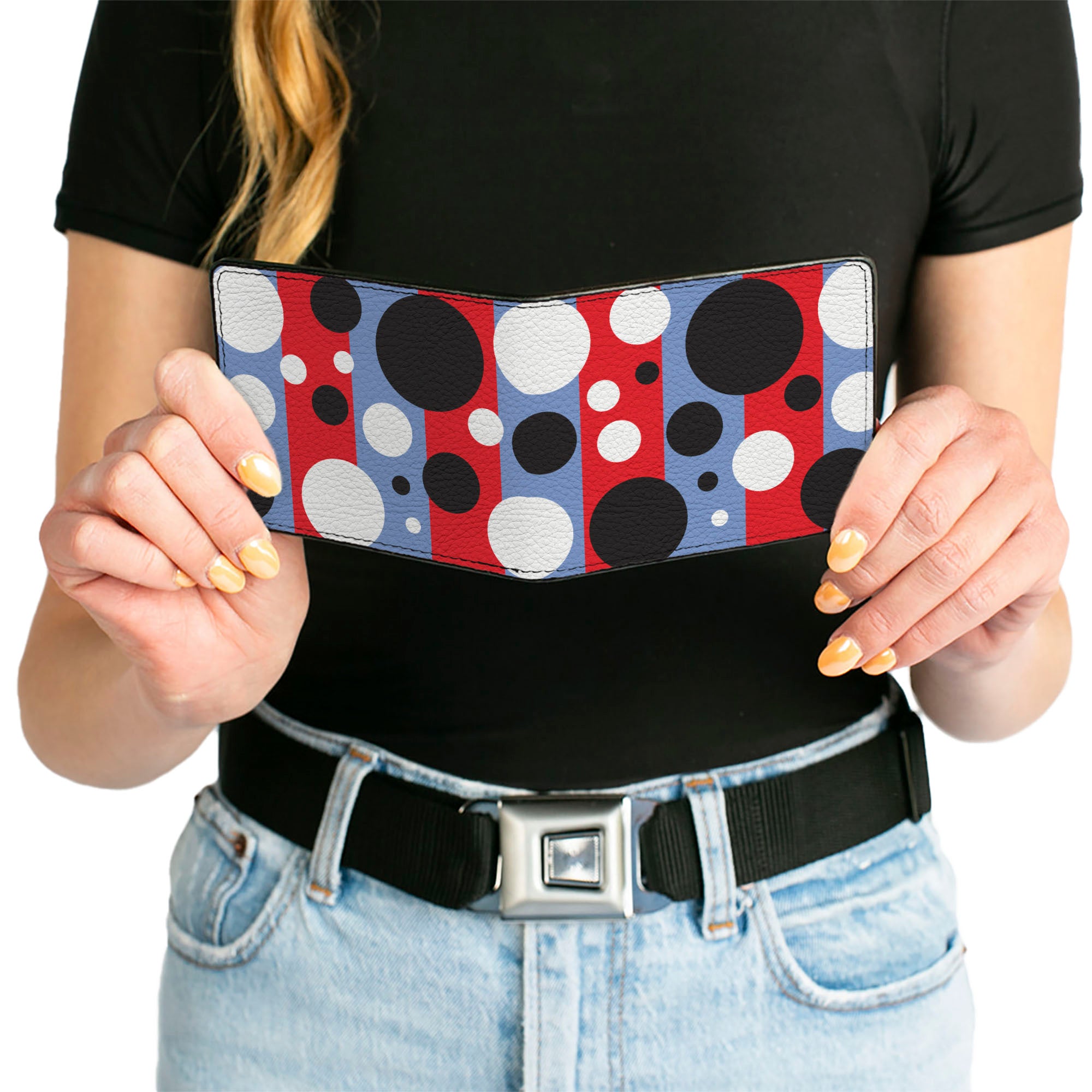 Bi-Fold Wallet - Dot Blocks Blue Red Black White Bi-Fold Wallets Buckle-Down