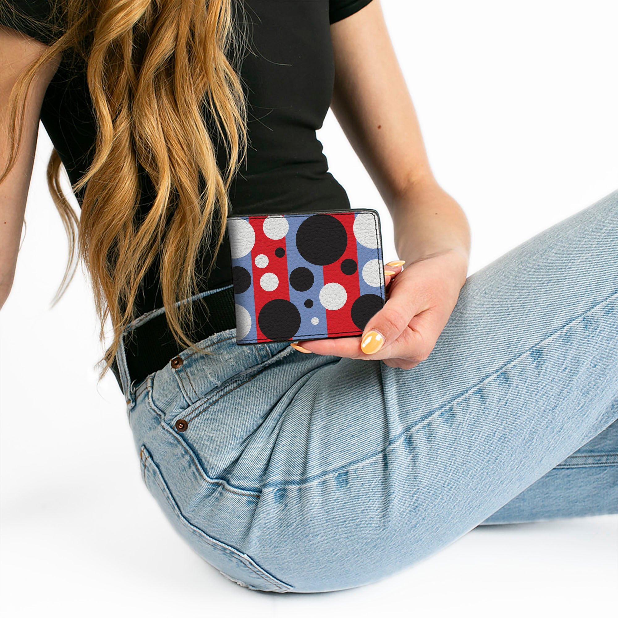 Bi-Fold Wallet - Dot Blocks Blue Red Black White Bi-Fold Wallets Buckle-Down
