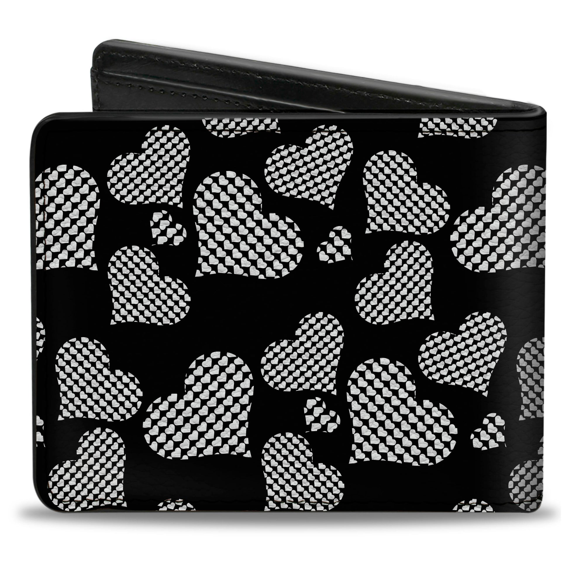 Bi-Fold Wallet - Eighties Hearts Black White Bi-Fold Wallets Buckle-Down