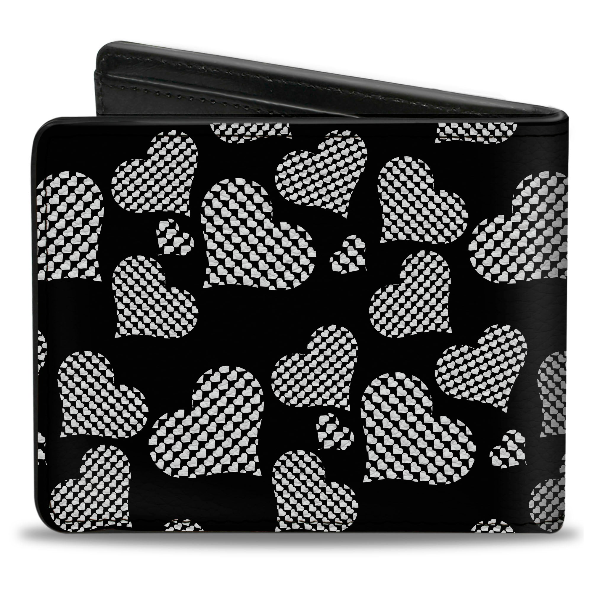 Bi-Fold Wallet - Eighties Hearts Black White Bi-Fold Wallets Buckle-Down